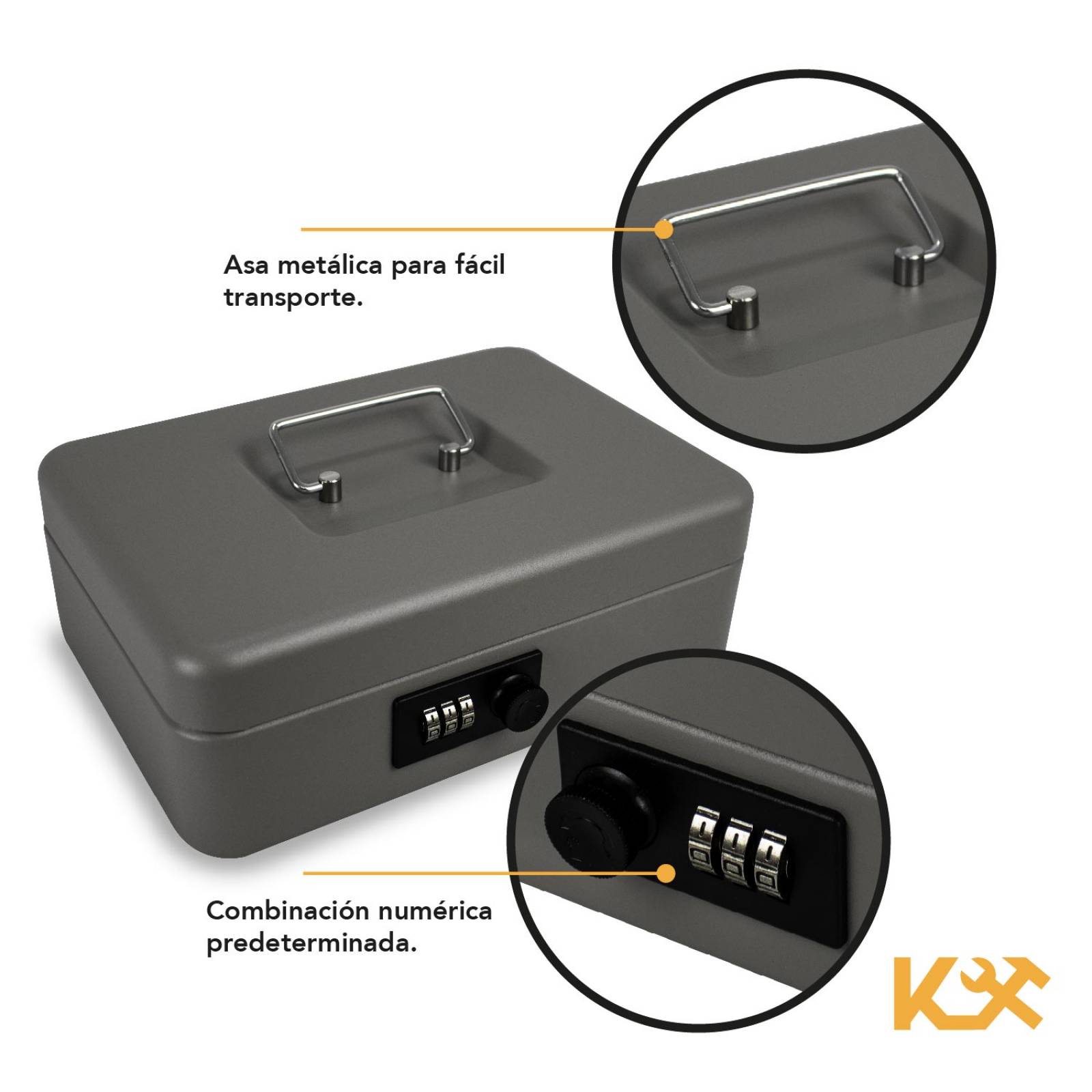 Caja De Guardar Dinero Combinacion 25x18x9 Cm 3 Separadores 