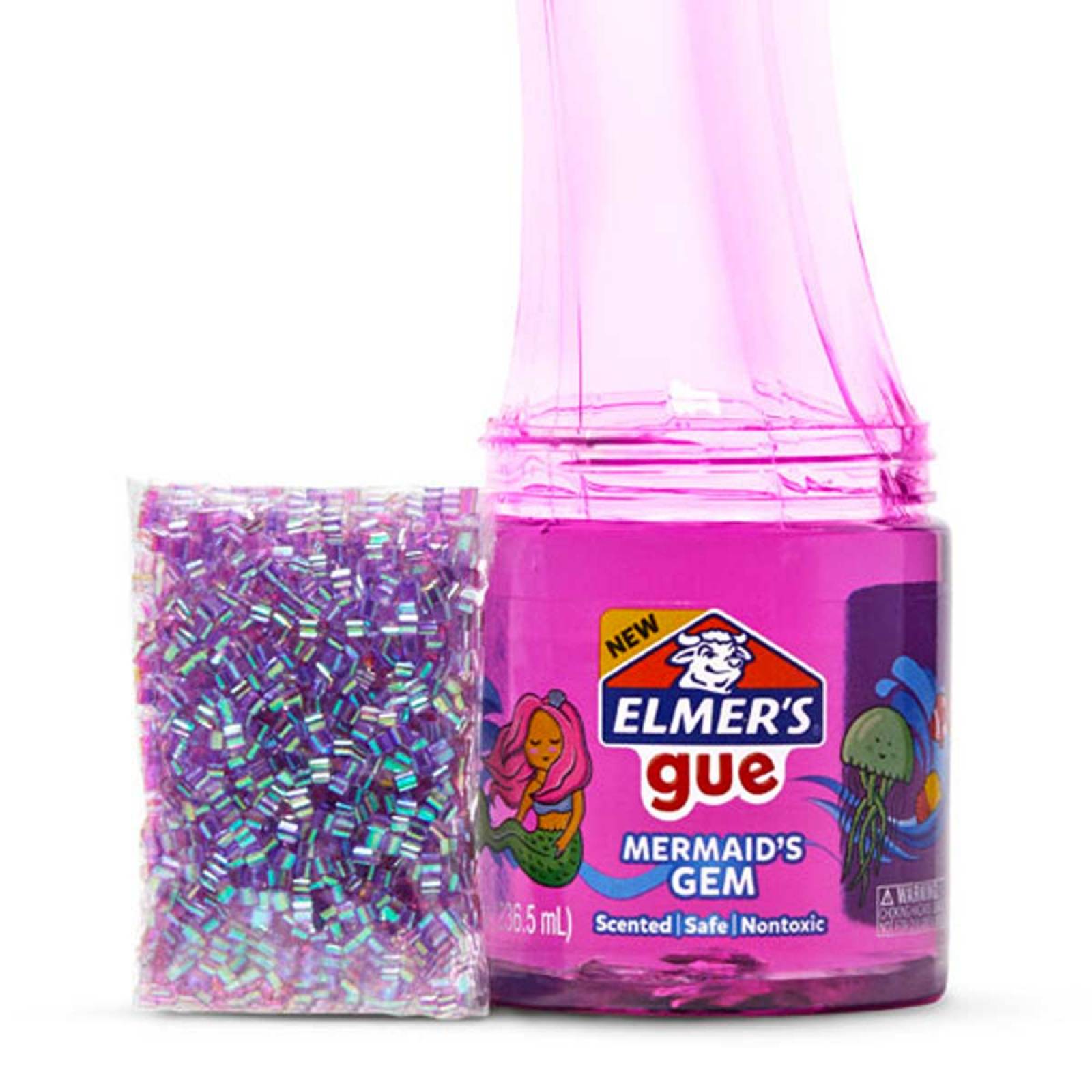 Slime Elmers Morado + Gemas De Sirena Brillos 236 ml Niñas