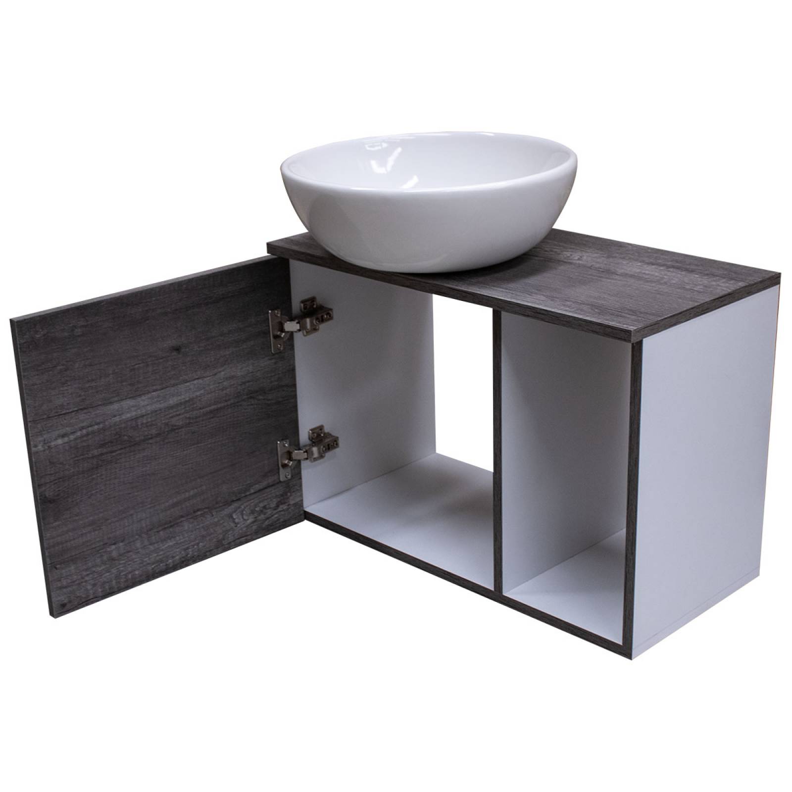 Mueble De Baño Gris Gabinete Mdf Organizador Lavabo + Espejo 
