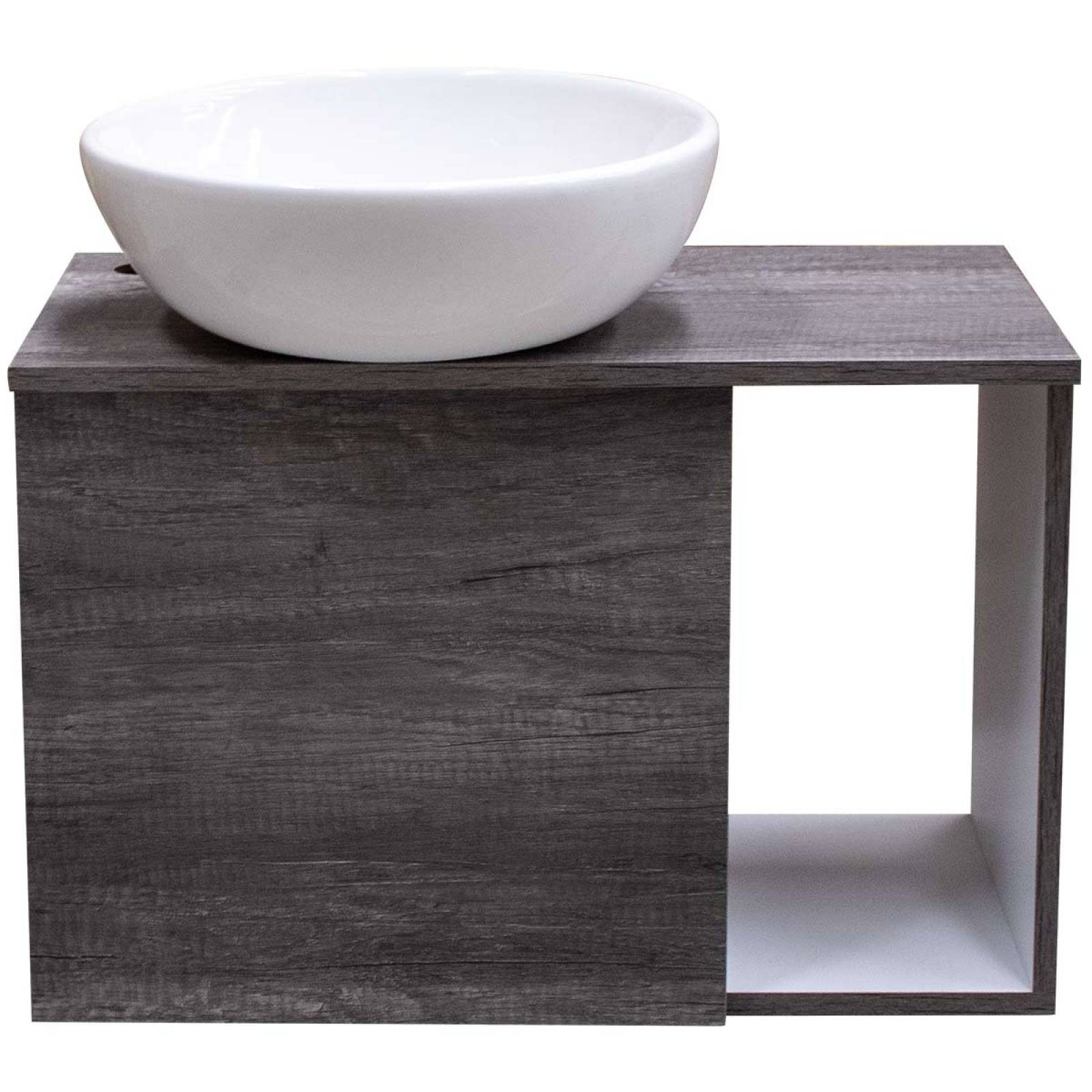 Mueble De Baño Gris Gabinete Mdf Organizador Lavabo + Espejo 
