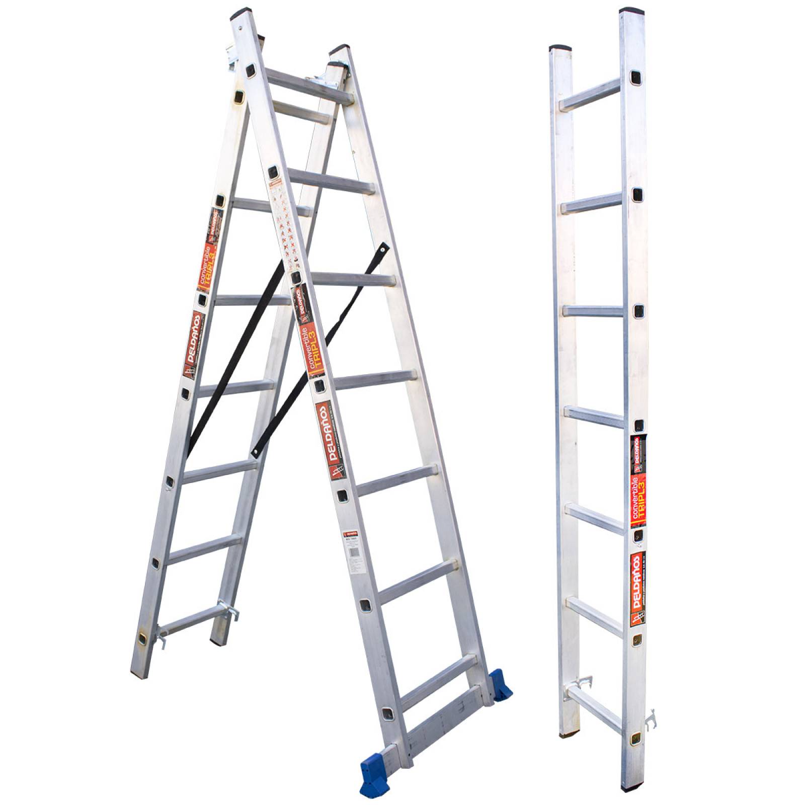 Escalera Convertible Tipo Tijera Extencion Plegable Peldaños 