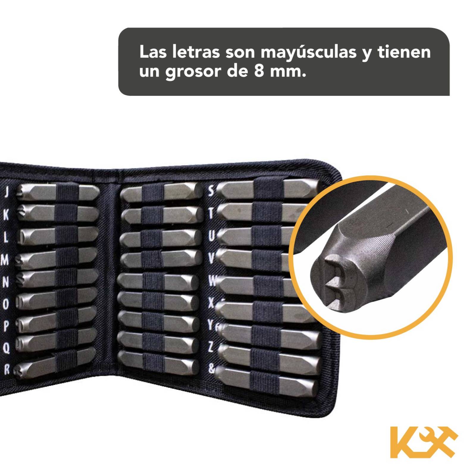 Punzon Letra y Número Juego con 36 Piezas 8 mm Kingsman 