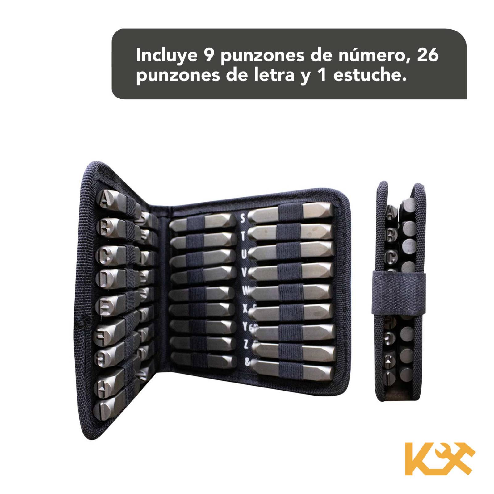 Punzon Letra y Número Juego con 36 Piezas 8 mm Kingsman 