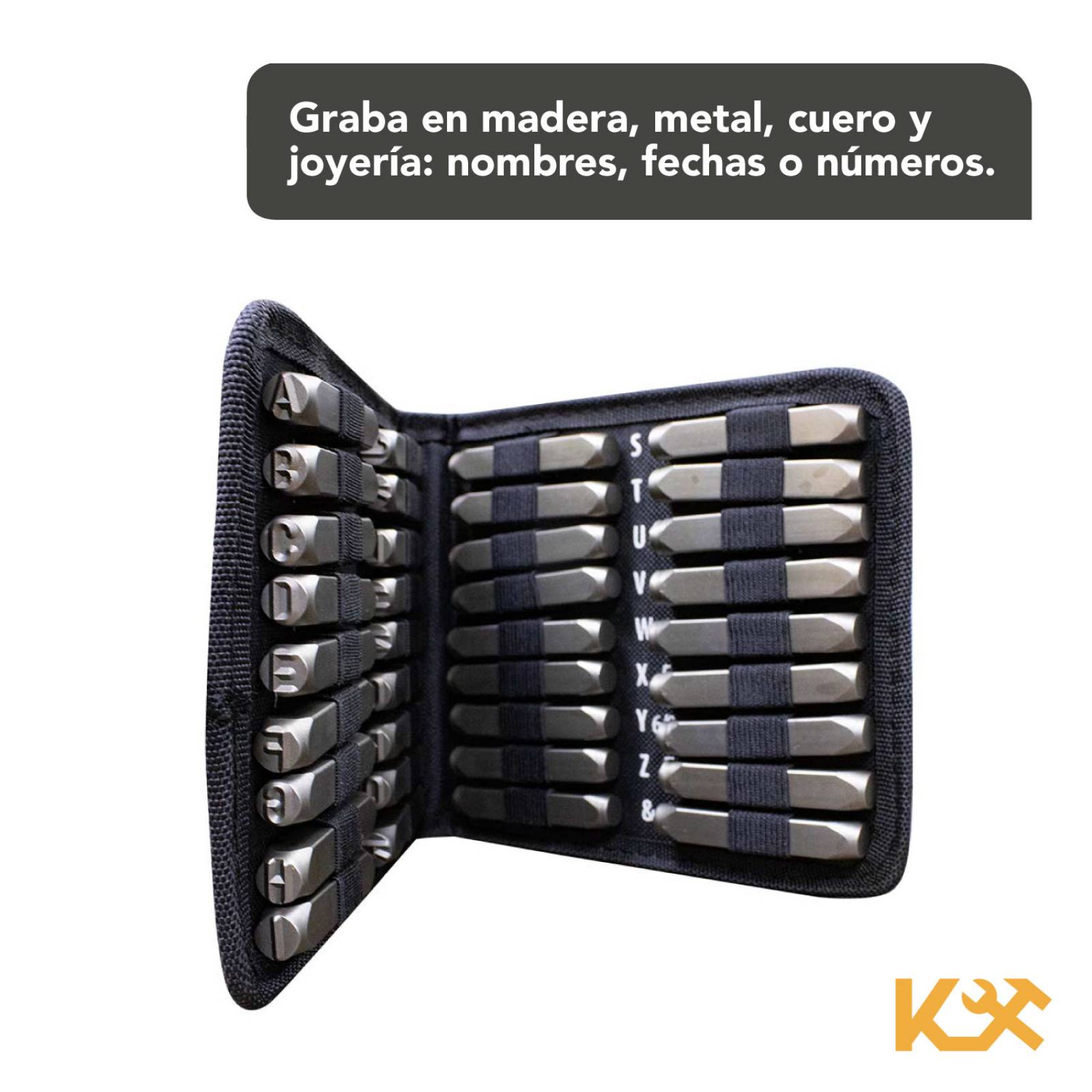 Punzon Letra y Número Juego con 36 Piezas 8 mm Kingsman 