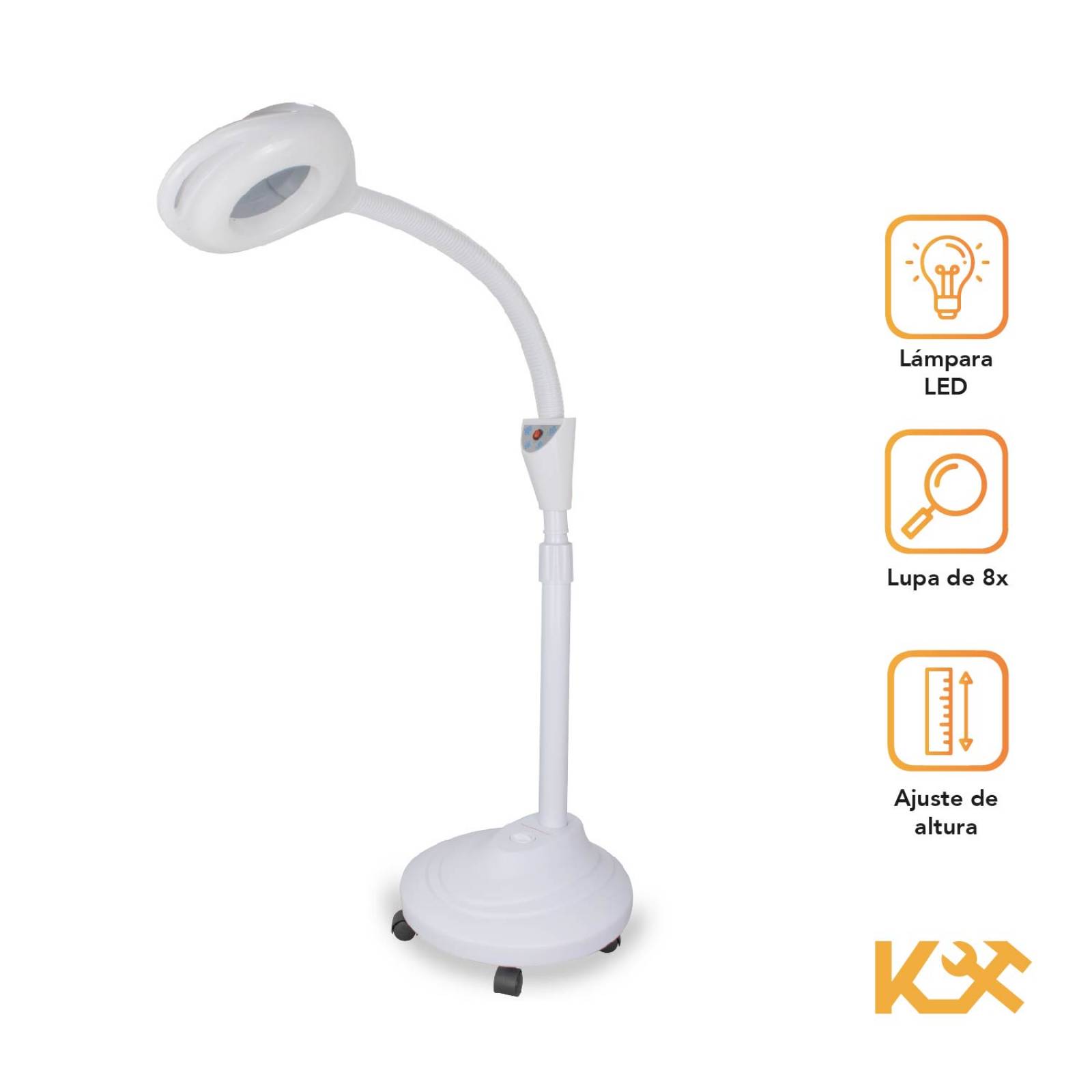 Lupa Lampara Estetica Pedestal 8x Spa Facial Faciales De Led