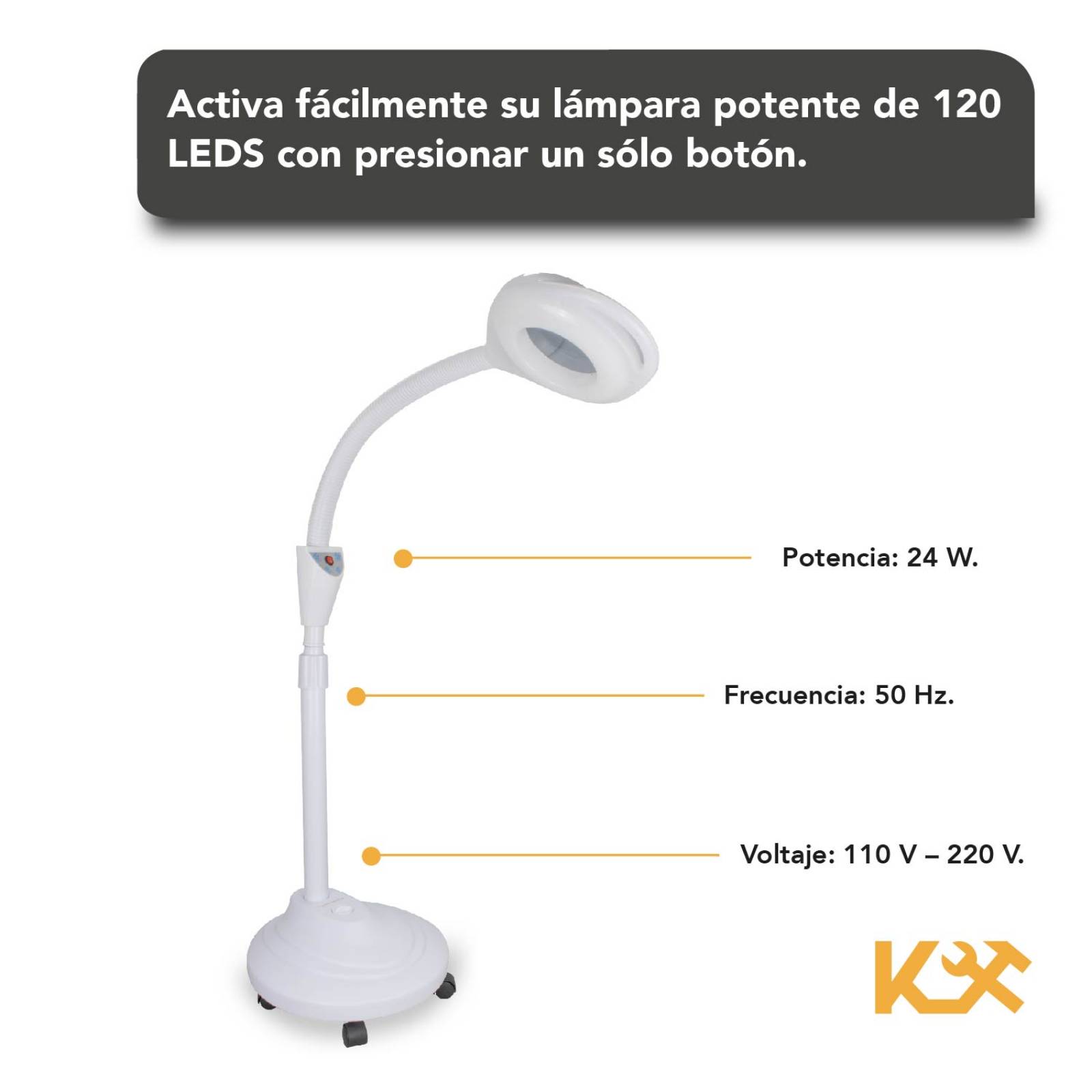 Lupa Lampara Estetica Pedestal 8x Spa Facial Faciales De Led