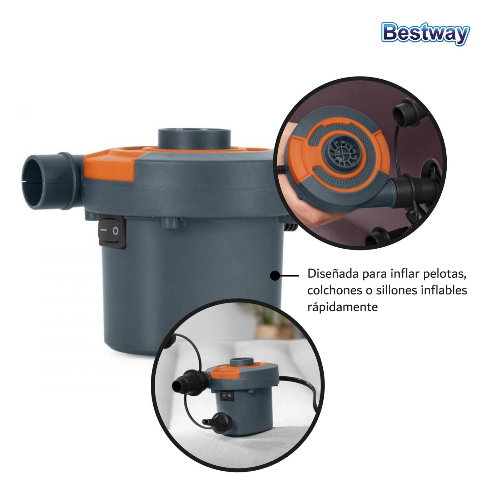 Bomba Aire Eléctrica Inflar Colchon Alberca Infable Bestway