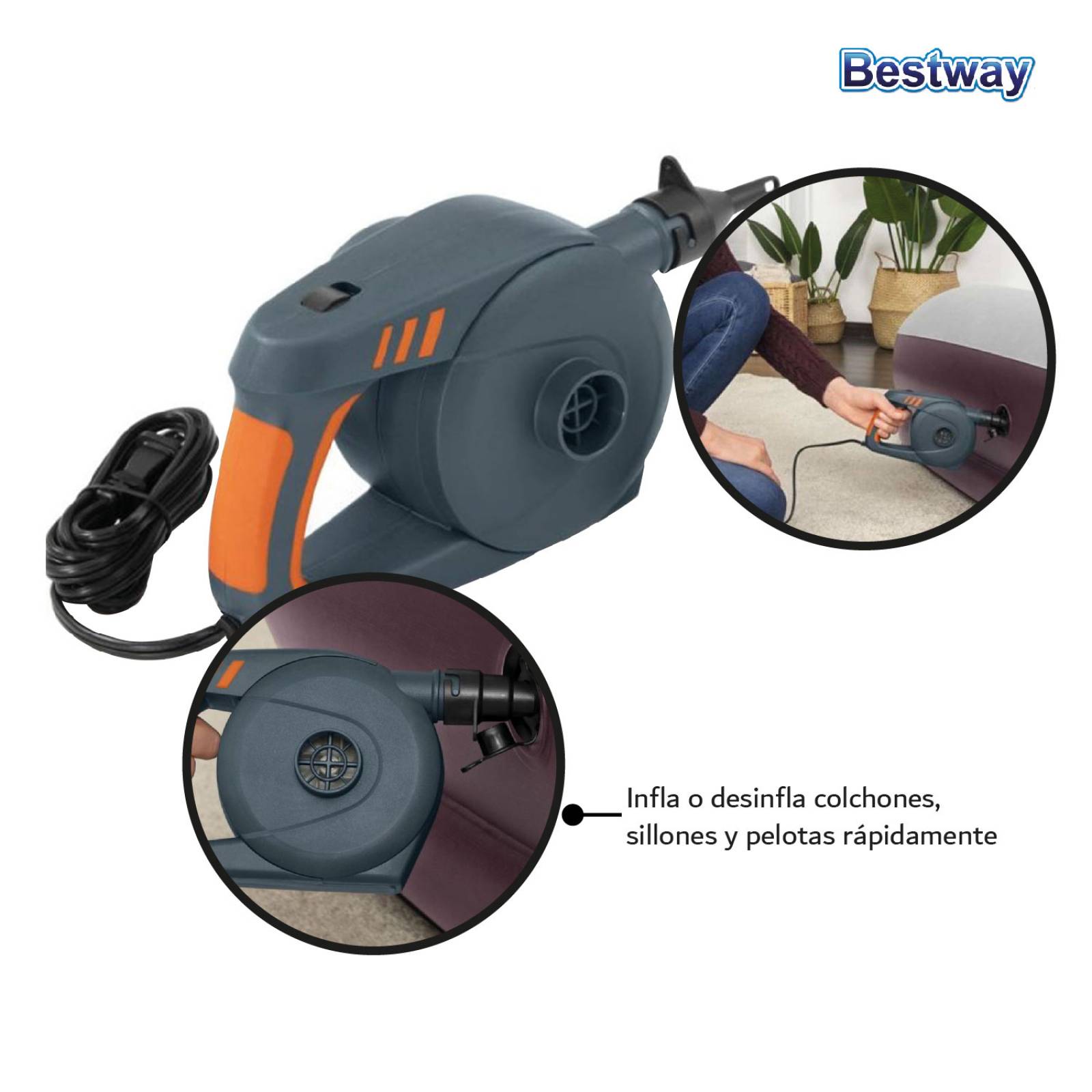Bomba De Aire Eléctrica Para Inflar Alberca Colchon Bestway