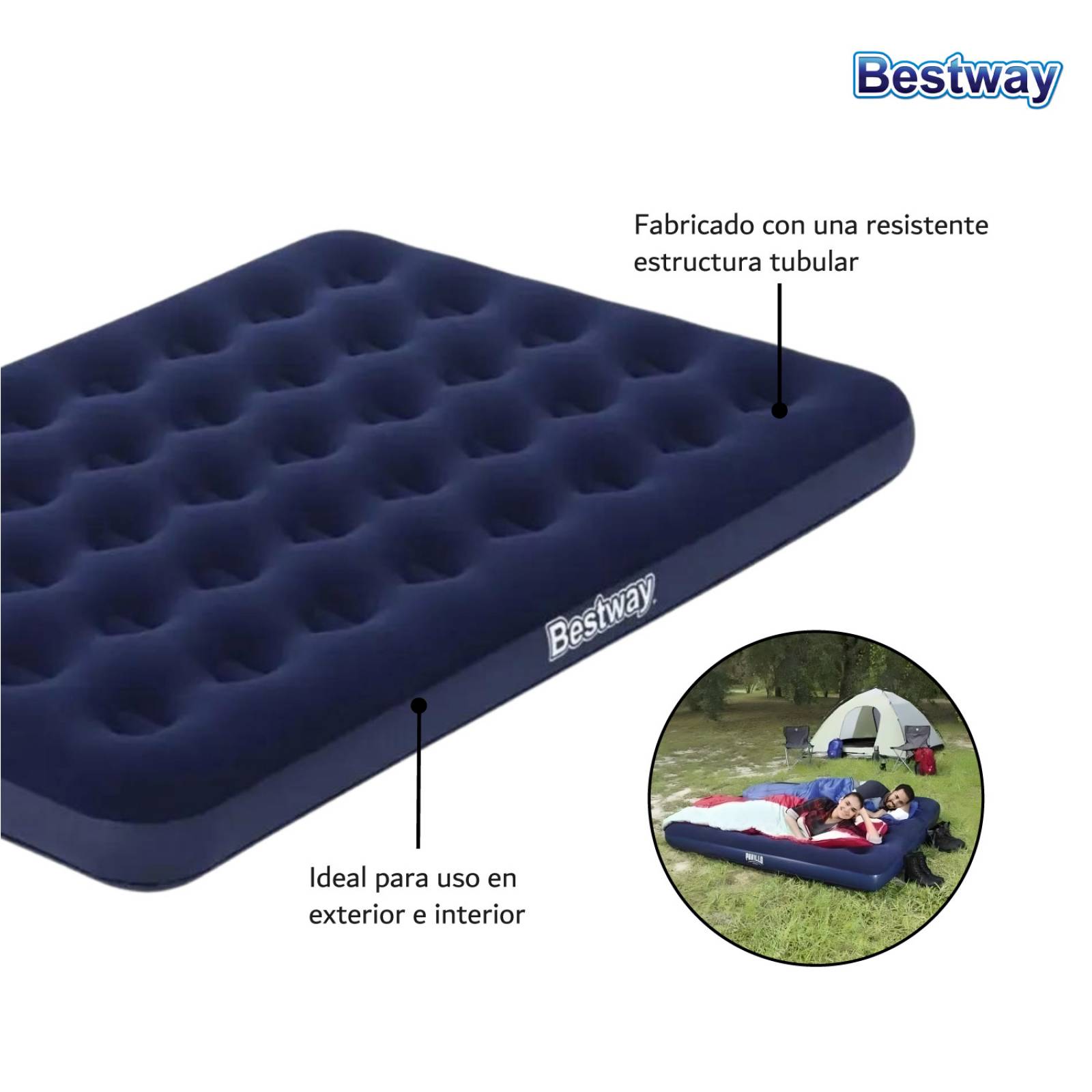 Colchón Inflable Matrimonial Con Bomba Aire Pavillo Bestway