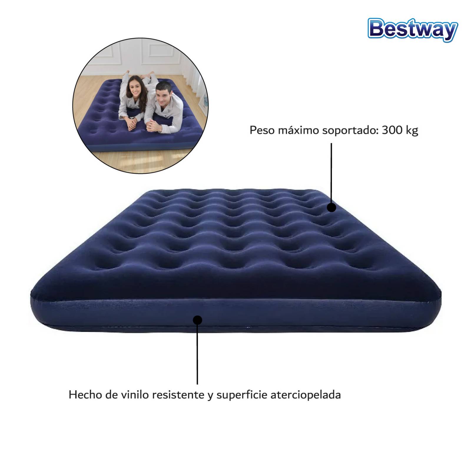 Colchón Inflable Matrimonial Con Bomba Aire Pavillo Bestway