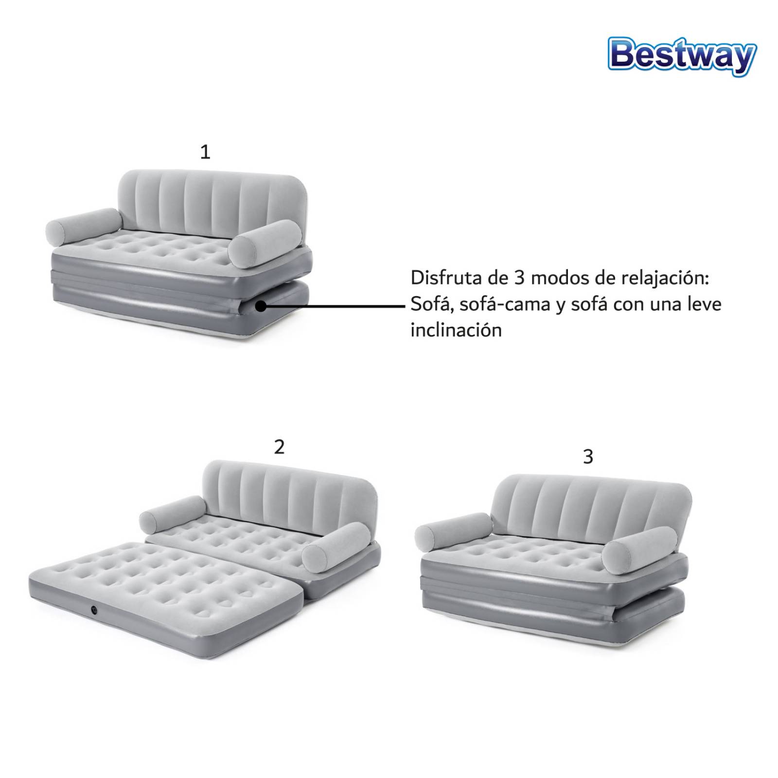 Sofa Cama Inflable Sillón Colchon Matrimonial 3en1 Bestway 