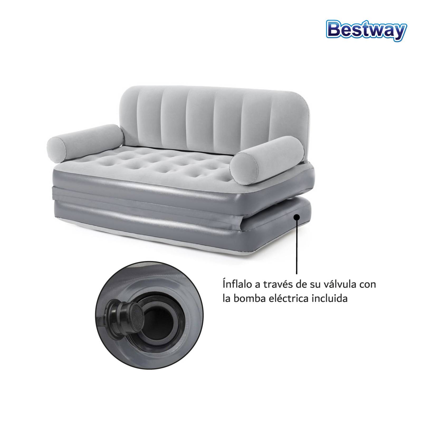Sofa Cama Inflable Sillón Colchon Matrimonial 3en1 Bestway 
