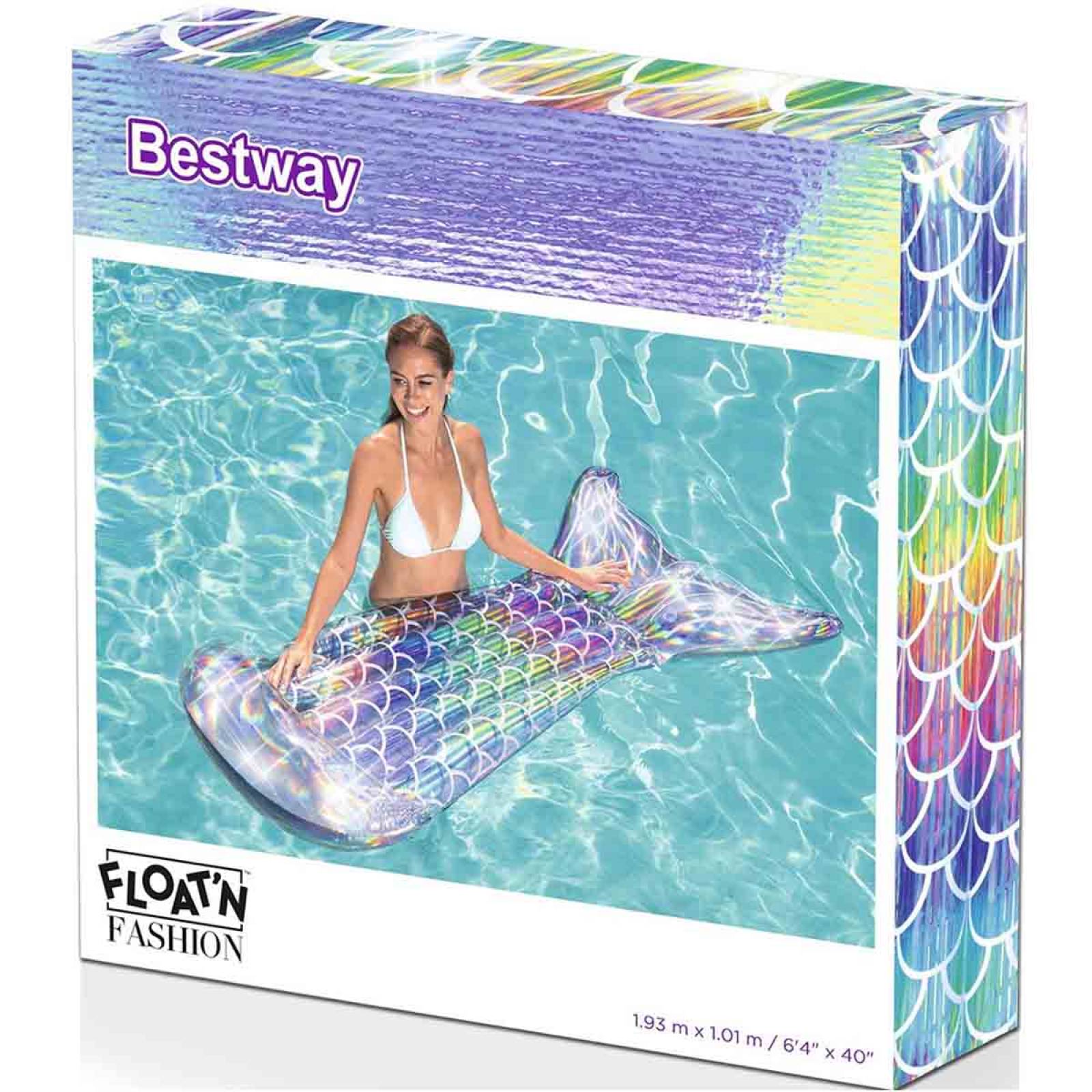 Flotador Inflable Cola De Sirena Salvavidas Tornasol Bestway