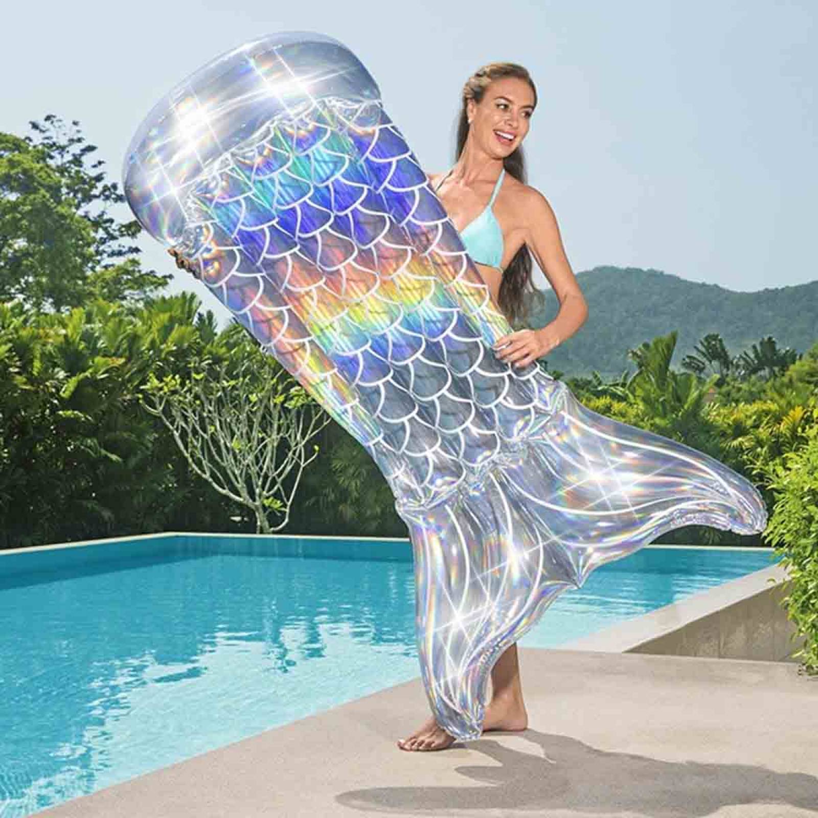 Flotador Inflable Cola De Sirena Salvavidas Tornasol Bestway