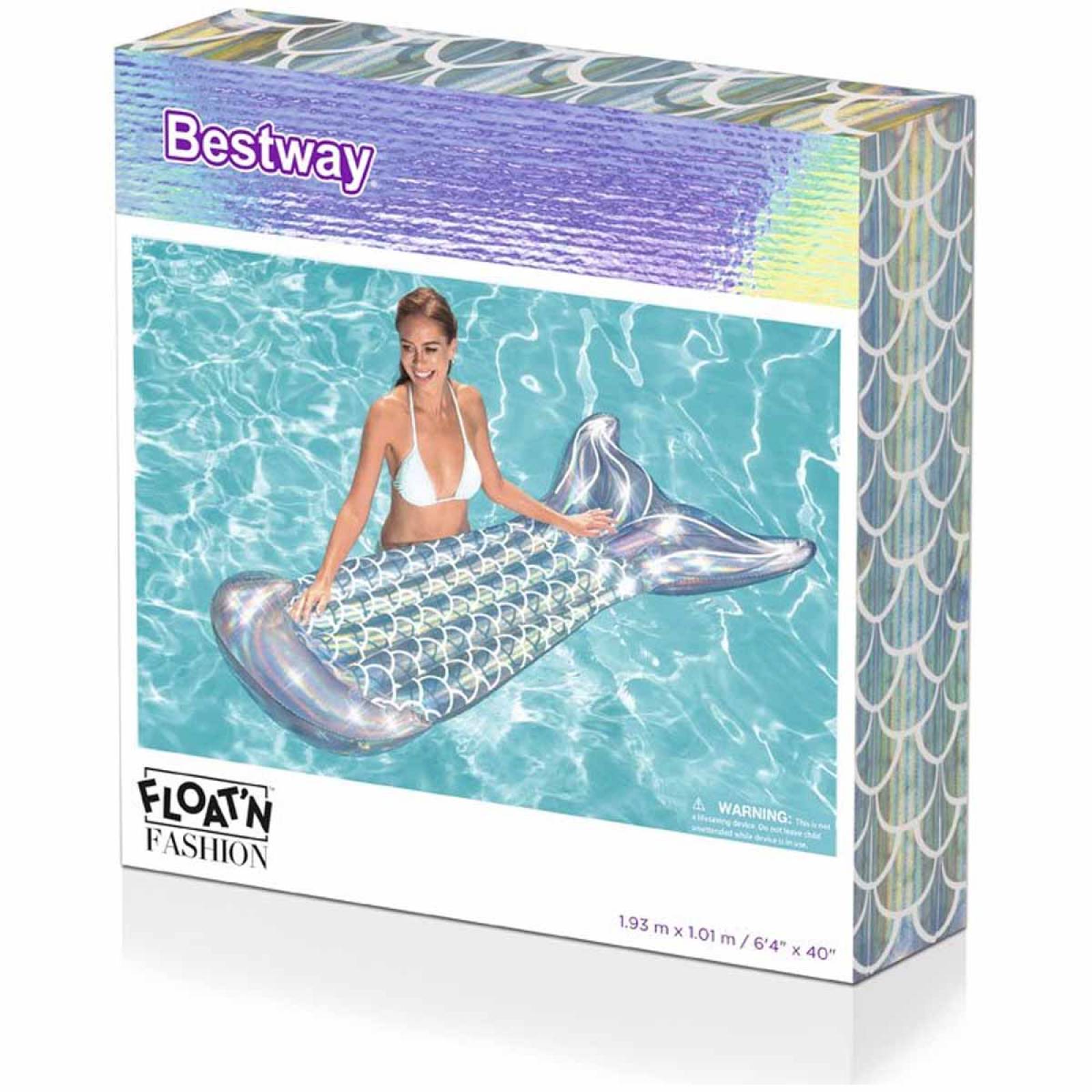 Flotador Inflable Cola De Sirena Salvavidas Tornasol Bestway