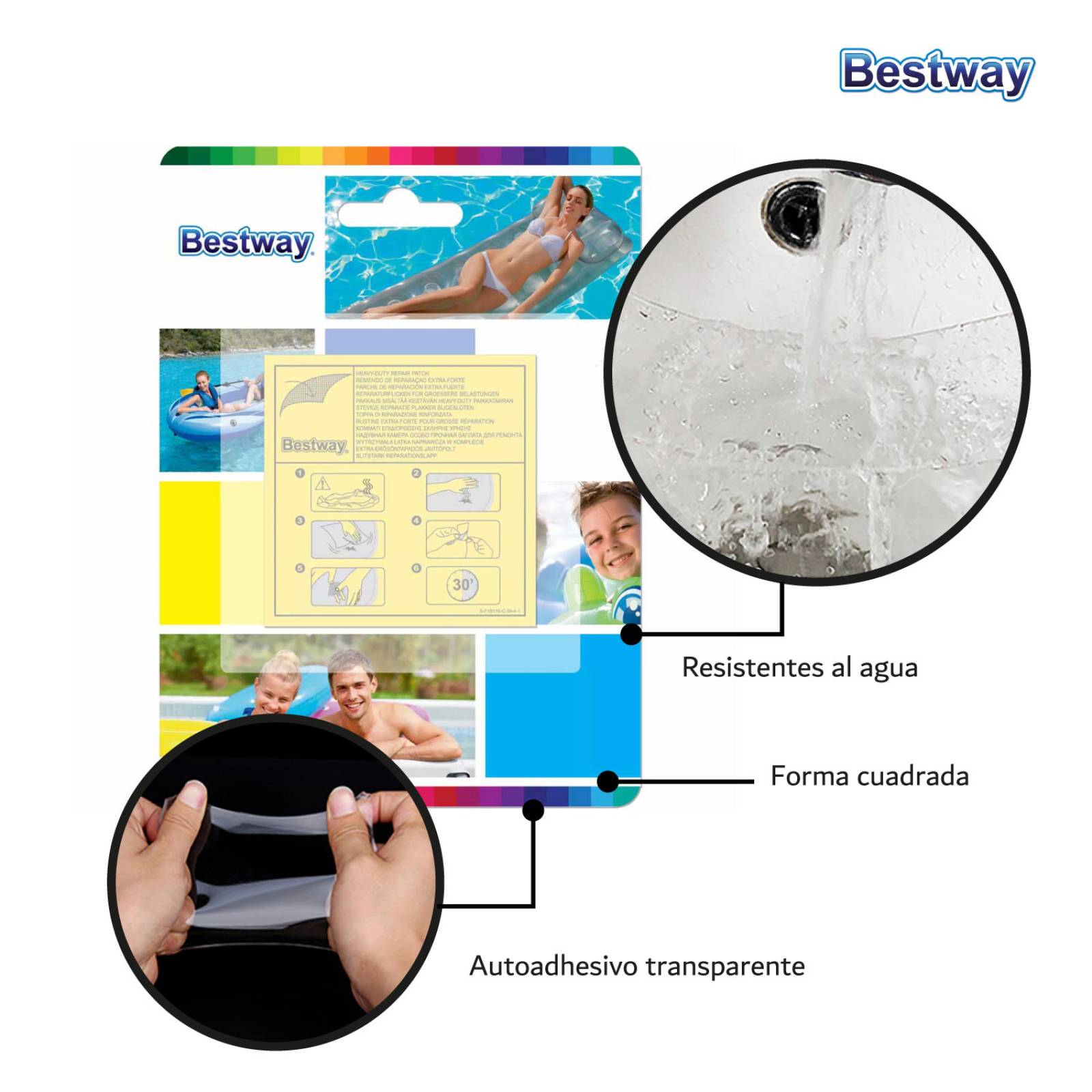 Parche Reparador Alberca Colchon Inflables 10 Pzas Bestway