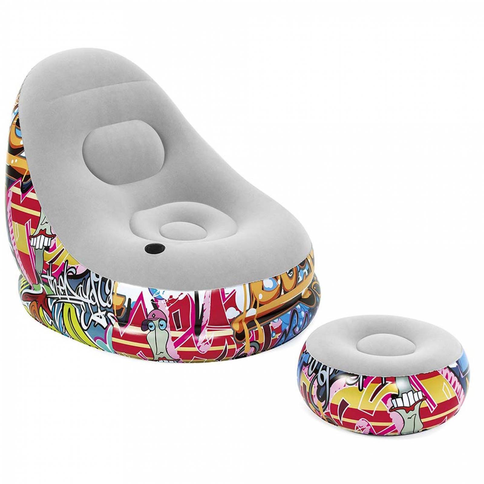 Sillon Sofa Inflable Graffiti Reposa Pies Portavasos Bestway
