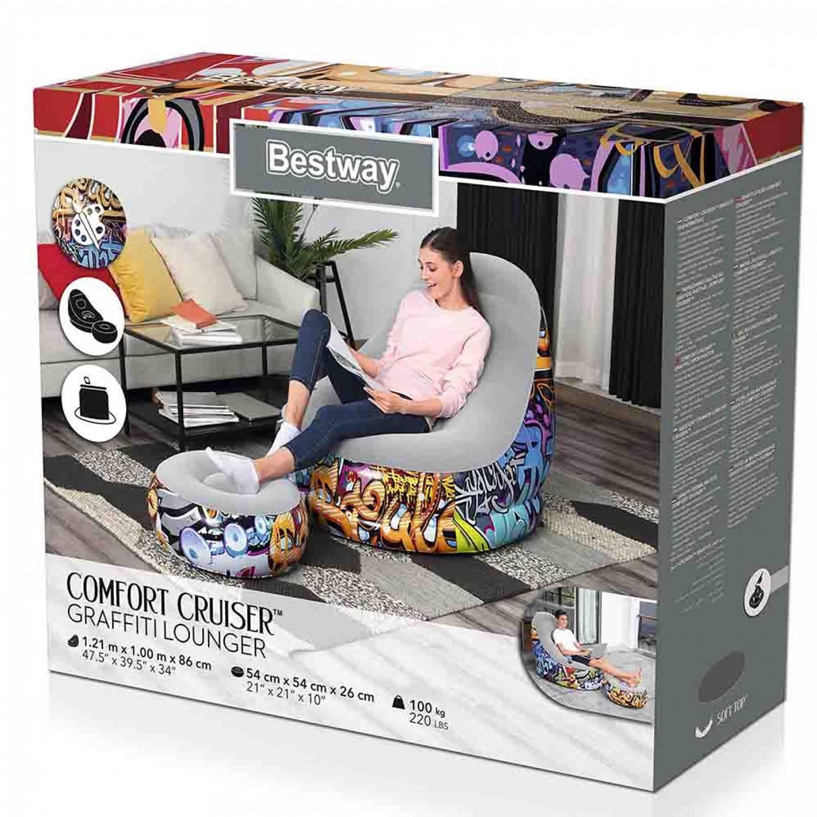 Sillon Sofa Inflable Graffiti Reposa Pies Portavasos Bestway