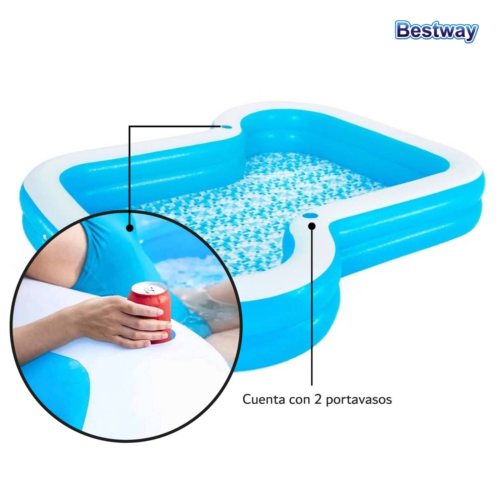 Alberca Inflable Portavasos Familiar Niños 305x274cm Bestway