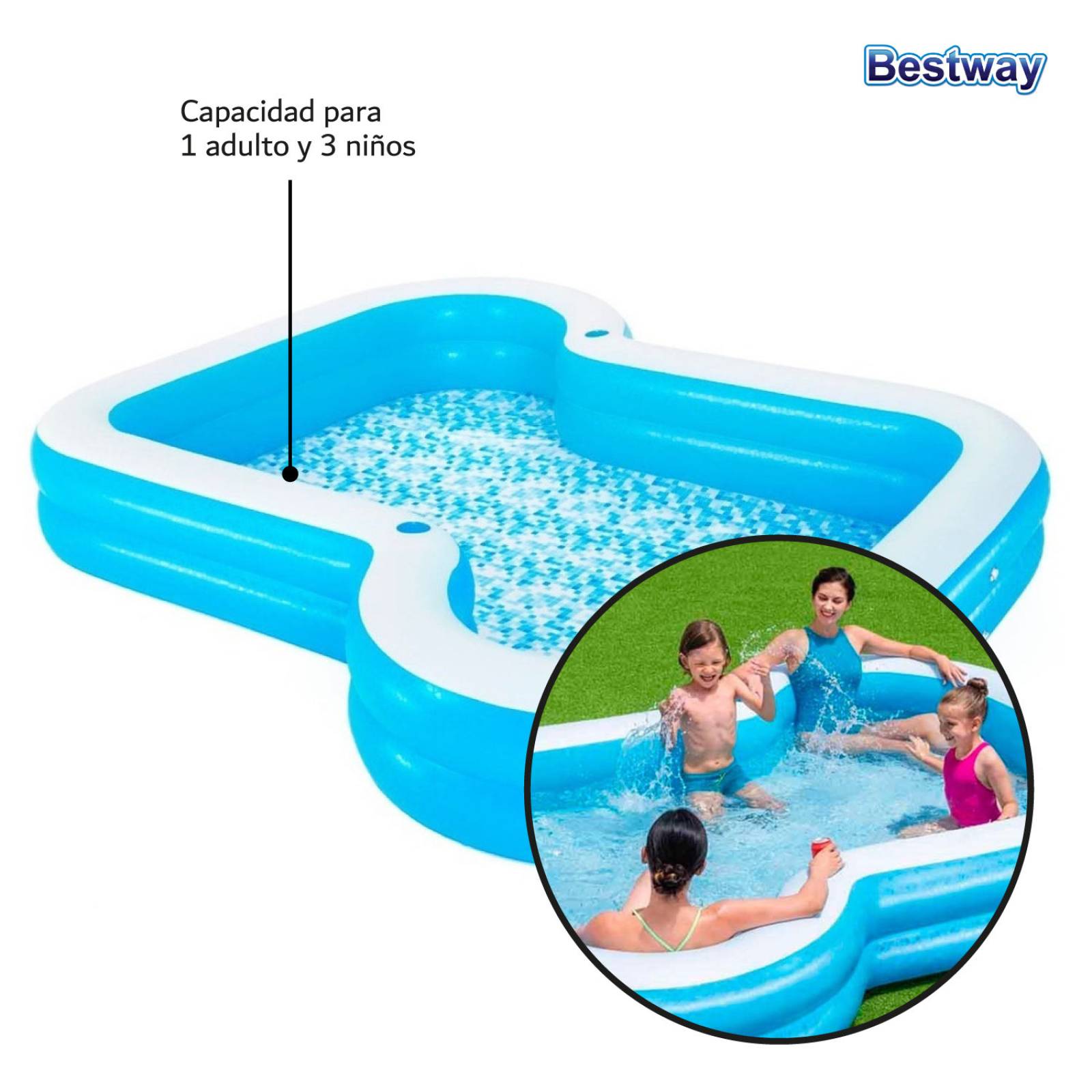 Alberca Inflable Portavasos Familiar Niños 305x274cm Bestway