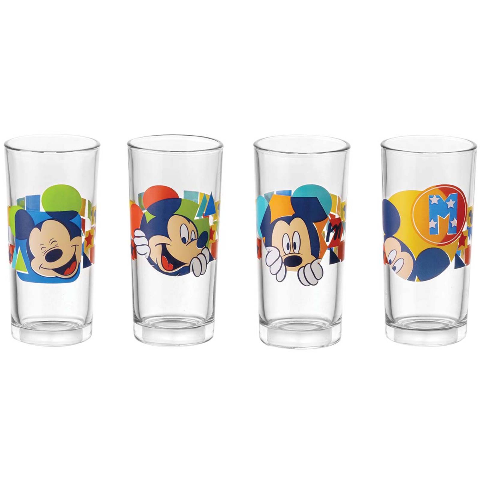 Vasos Vidrio 290ml Mickey Mouse Disney 4 Pzas Bebida Libbey 