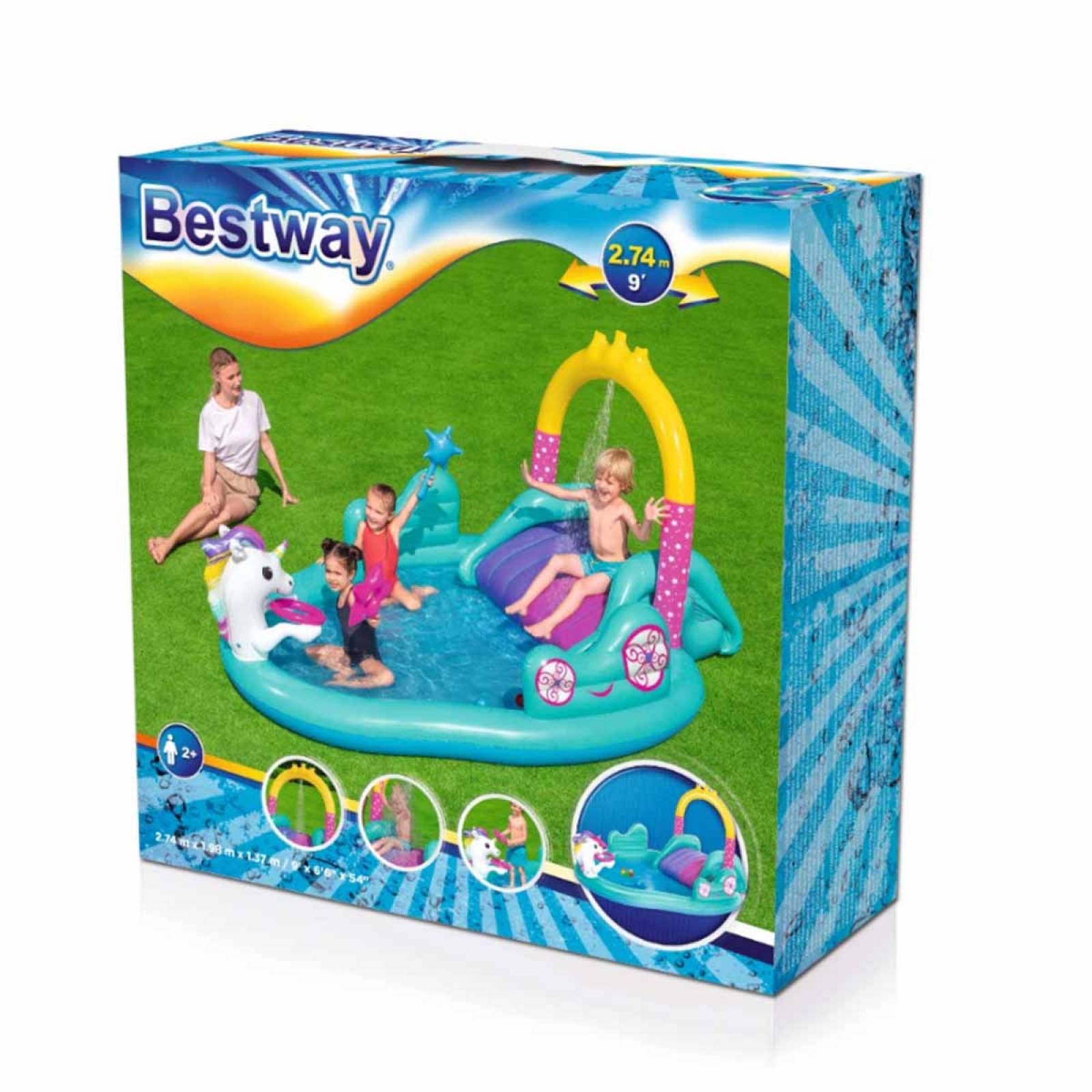 Centro De Juegos Piscina Inflable Unicornio 274cm Bestway
