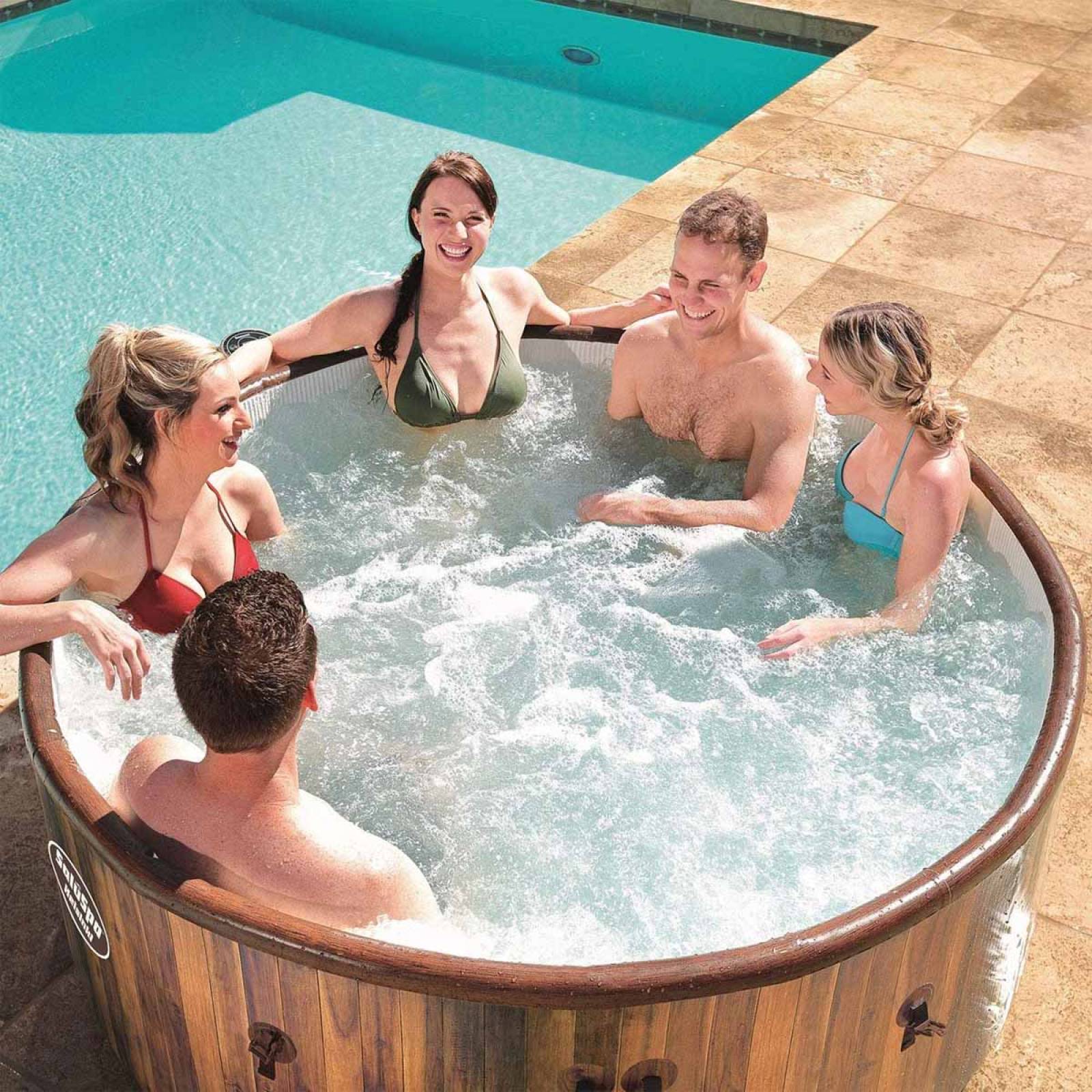 Jacuzzi Inflable Spa 7 Personas Madera Tina 180cm Bestway