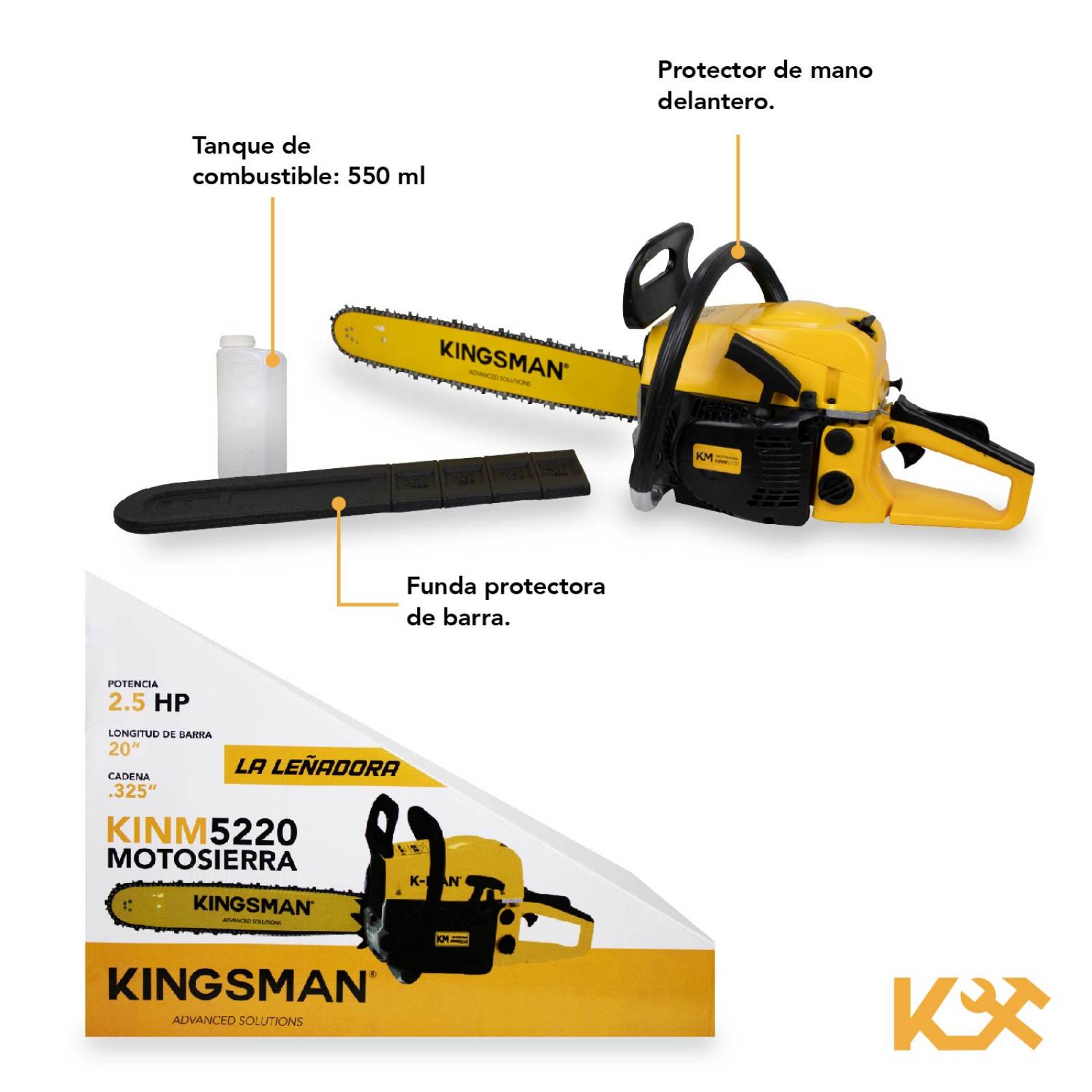 Motosierra Gasolina 52cc Espada 20in Leñadora 2.5hp Jardin 