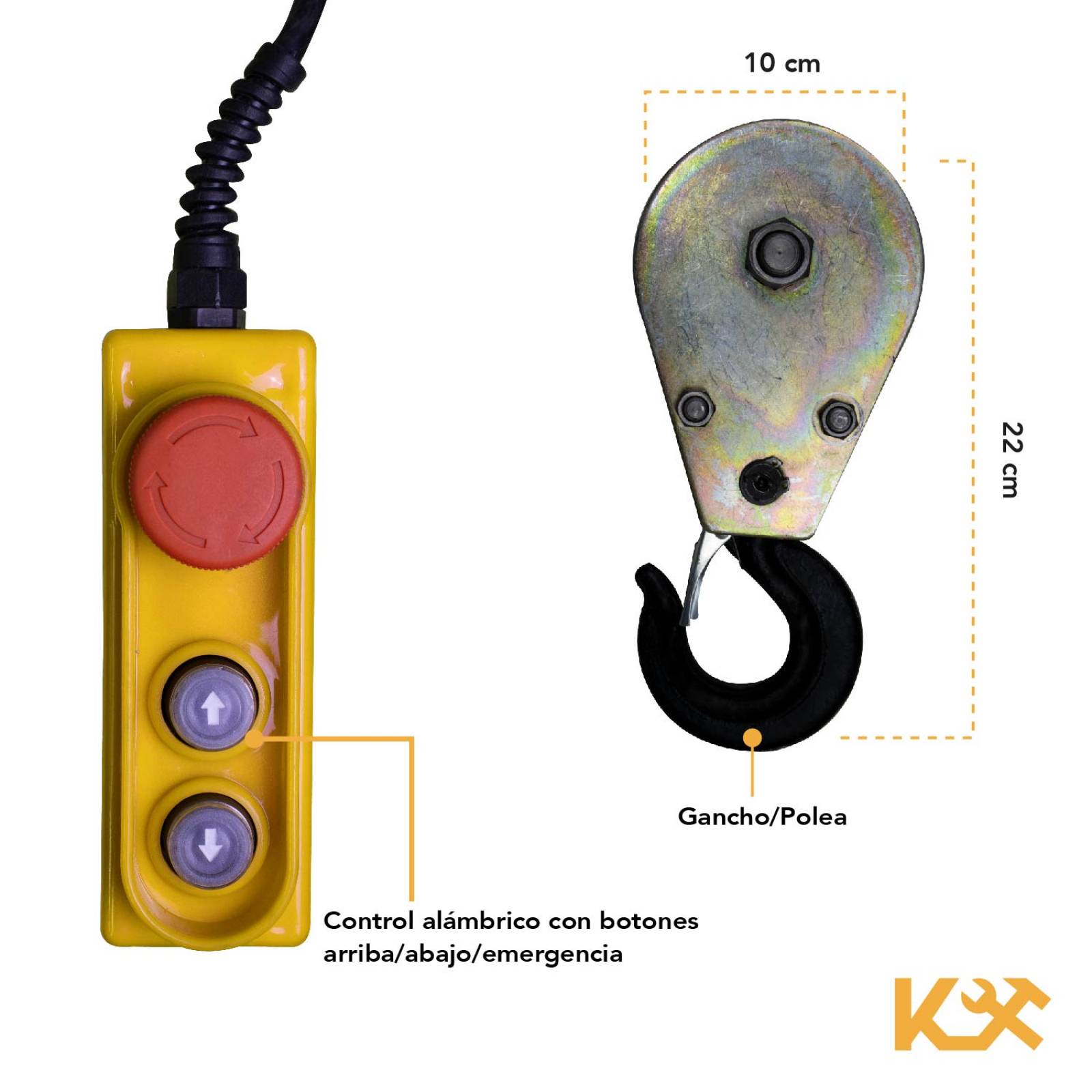 Polipasto Electrico 220v Carga 500/1000kg Cable 100 Metros 