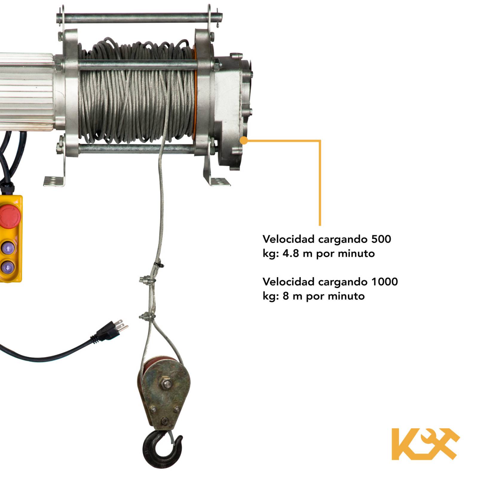 Polipasto Electrico 220v Carga 500/1000kg Cable 100 Metros 
