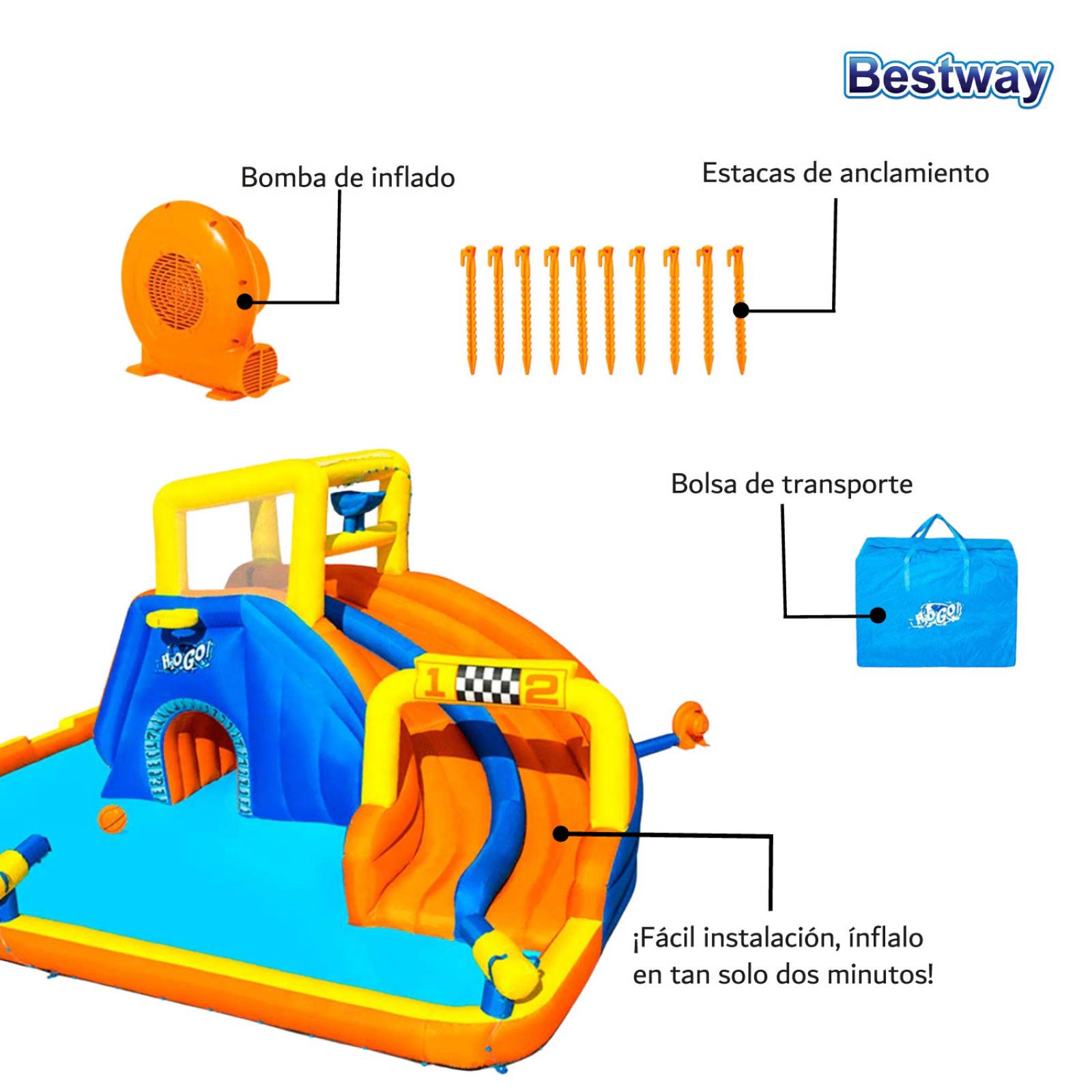 Centro Juego Acuatico Inflable Brincolin Uso Rudo Bestway