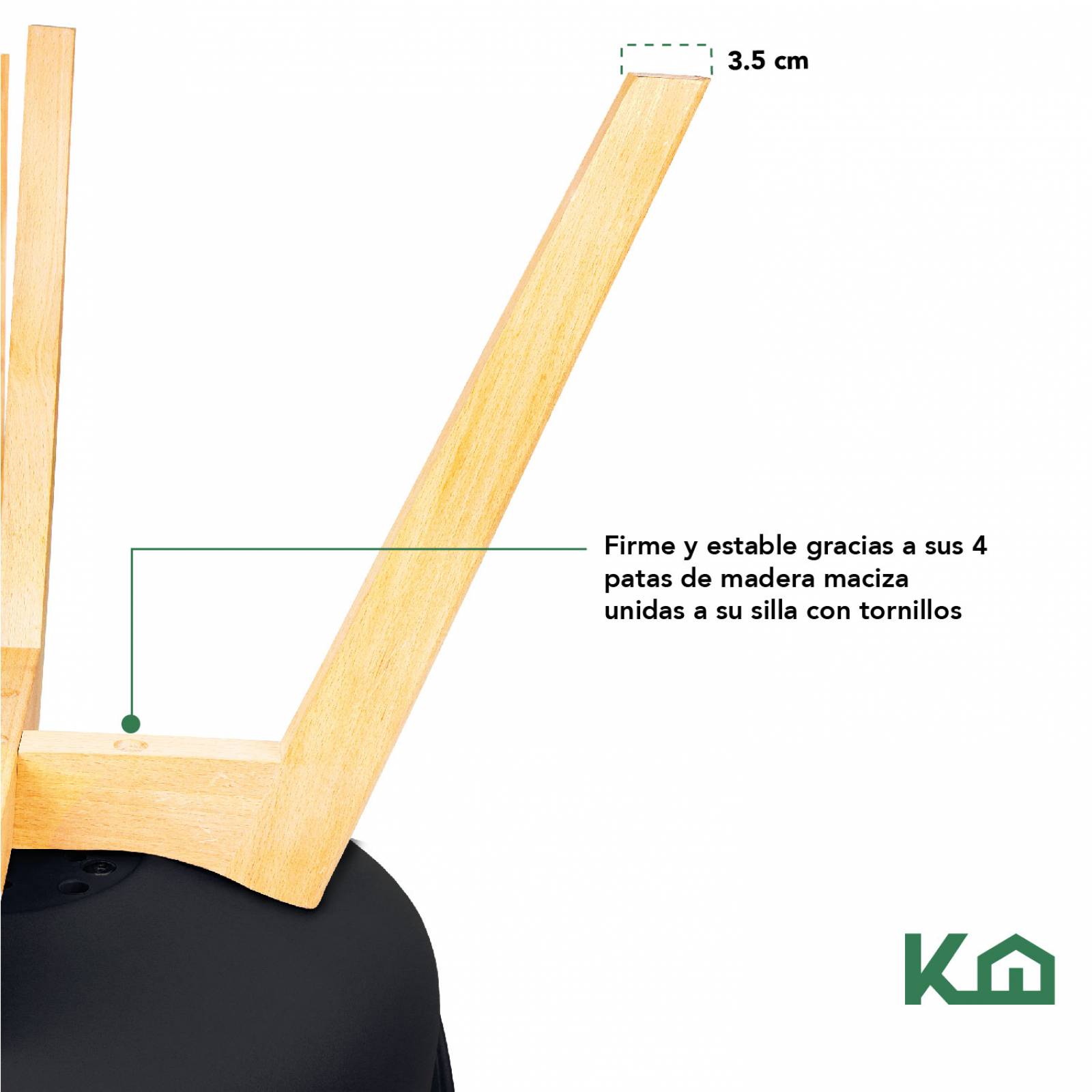 Silla Tipo Eames Madera Tulip Asiento Acolchonado Vinipiel Multicolor Negro