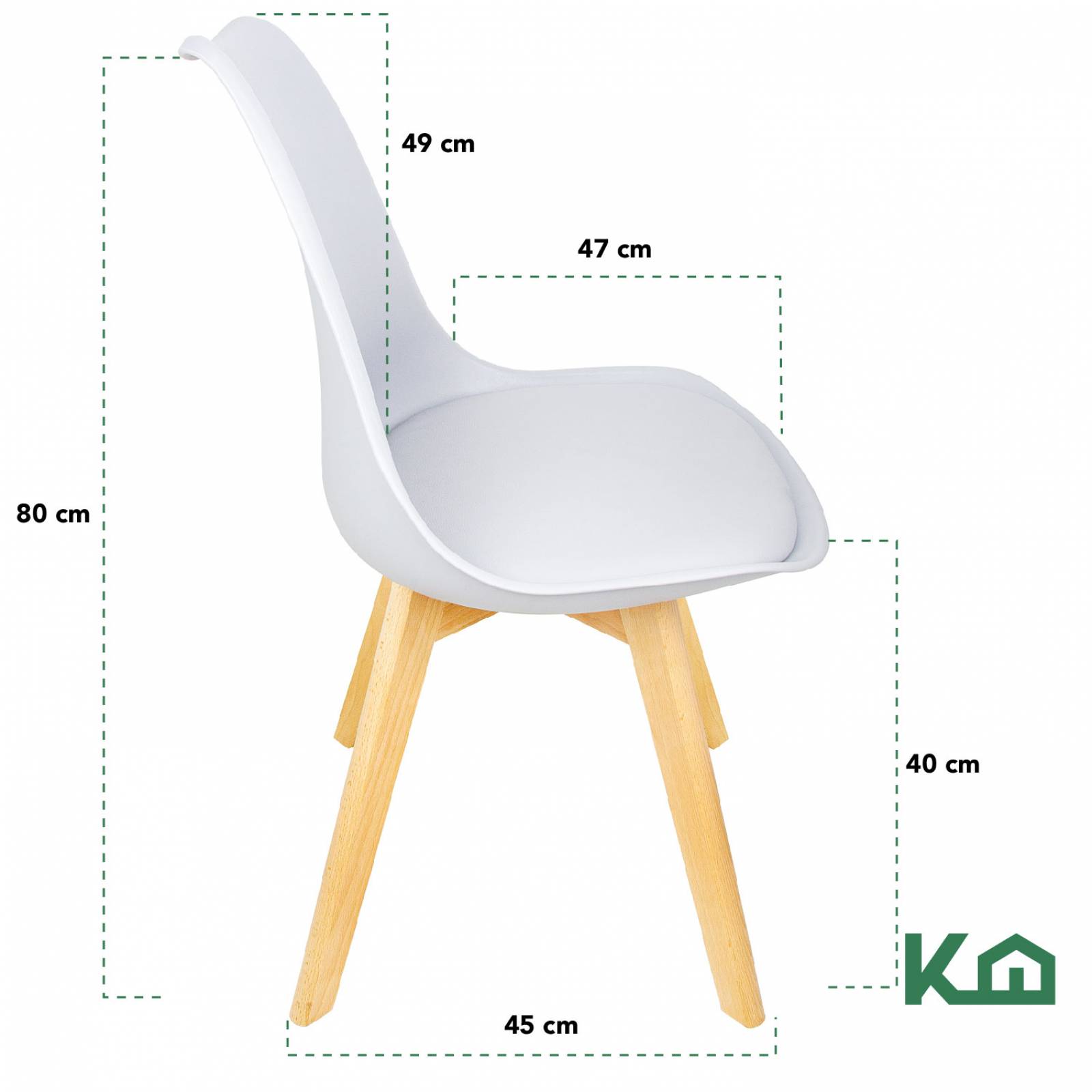 Silla Tipo Eames Tulip Patas Madera Asiento Acolchonado 2pzs Multicolor Gris