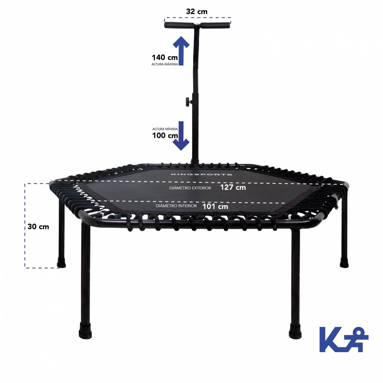 Trampolin Fitness Ejercicio Hexagonal Plegable Barra Soporte 