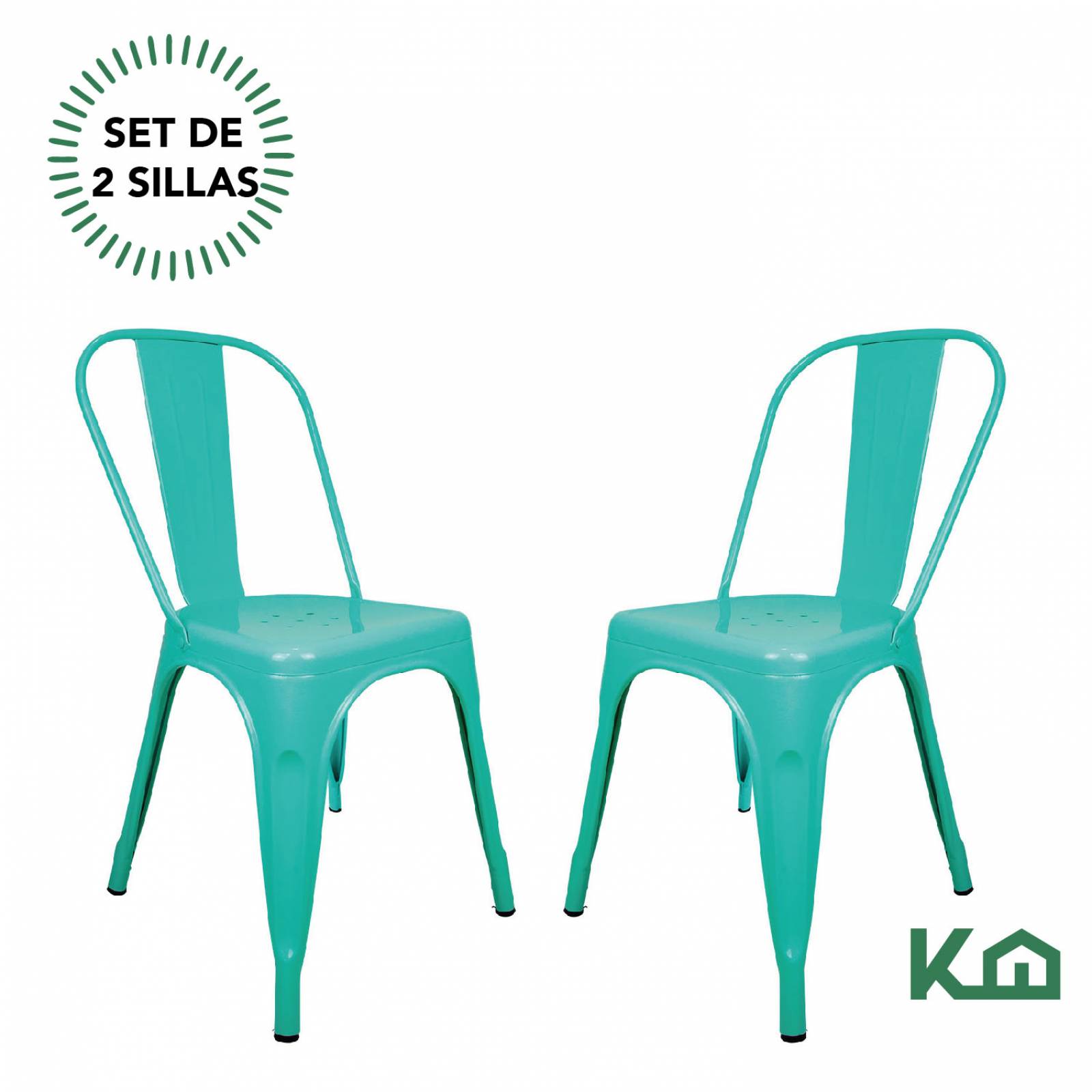 Set De 2 Sillas Tolix Color Verde Menta Vintage Minimalistas