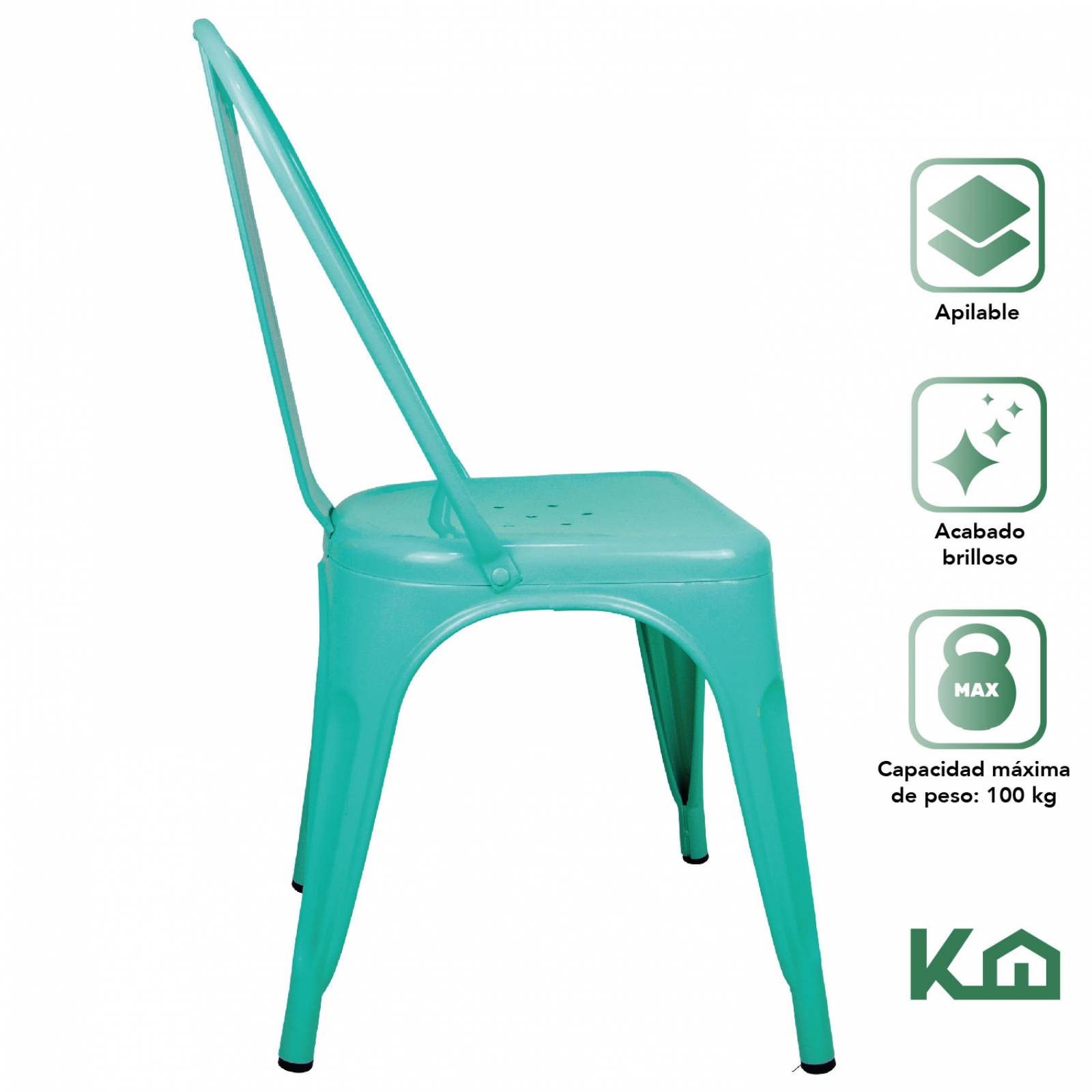 Set De 2 Sillas Tolix Color Verde Menta Vintage Minimalistas