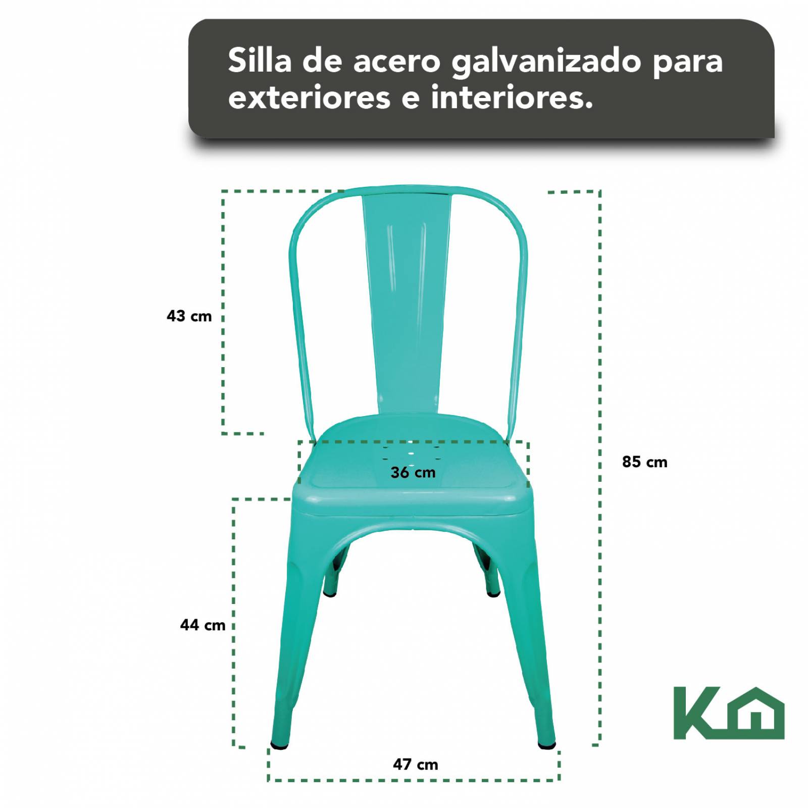 Set De 2 Sillas Tolix Color Verde Menta Vintage Minimalistas