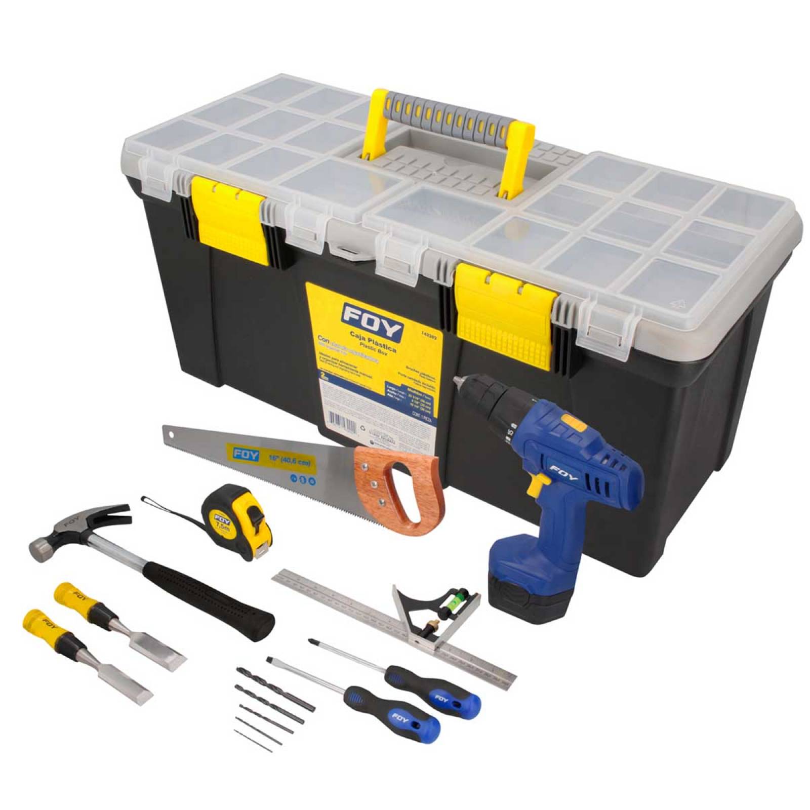 Taladro Inalambrico Caja Herramientas Accesorios Carpintero 