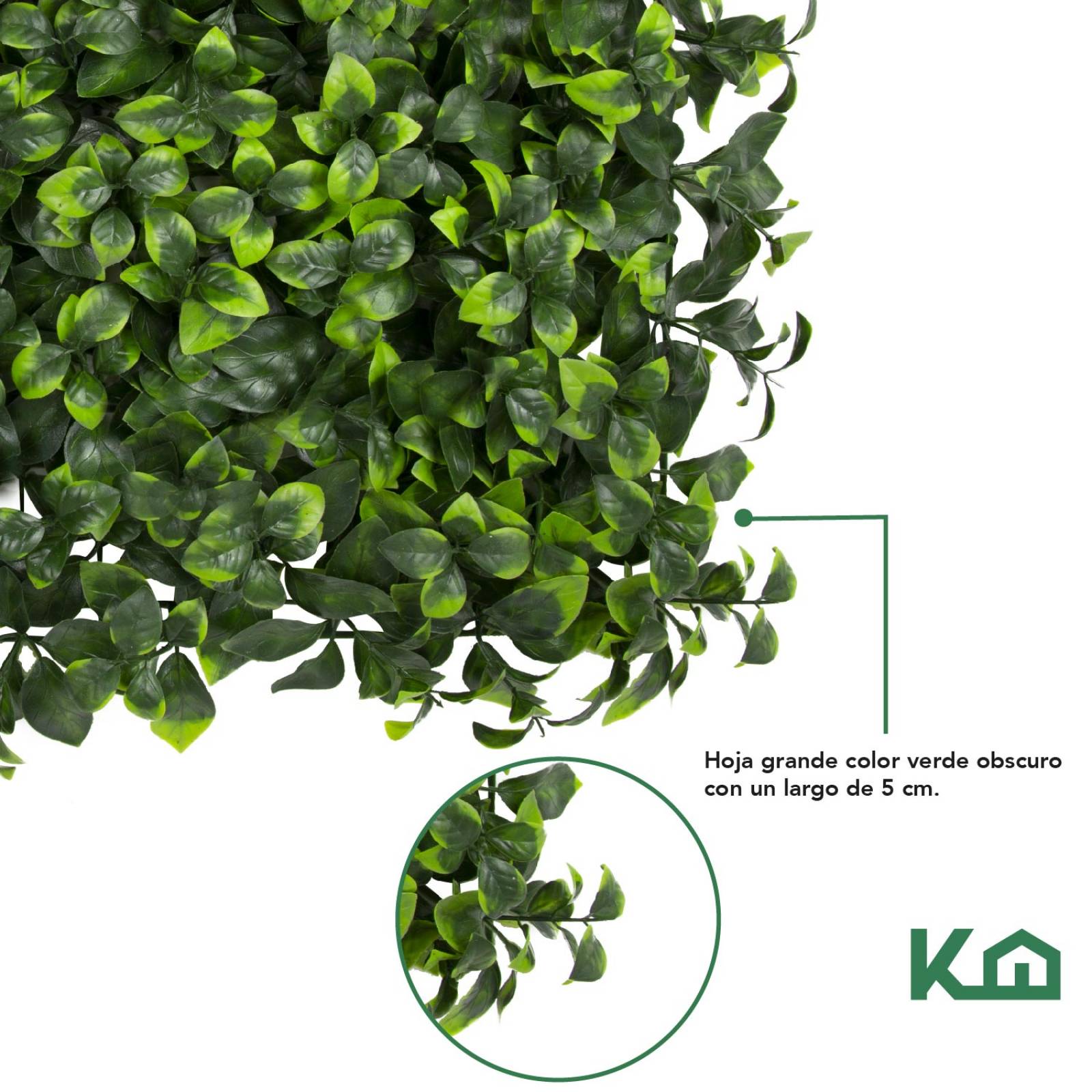 Follaje Artificial Sintetico Muro Verde 60x40cm Hoja Grande 