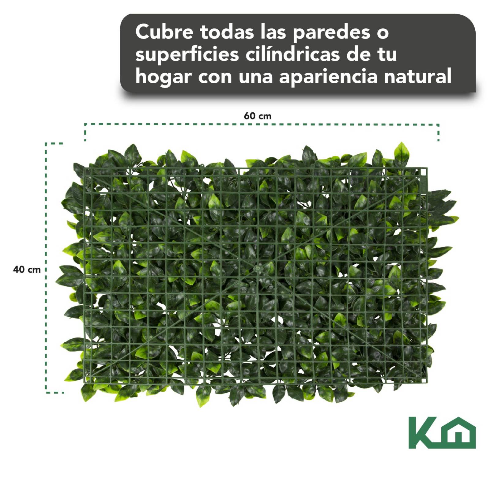 Follaje Artificial Sintetico Muro Verde 60x40cm Hoja Grande 