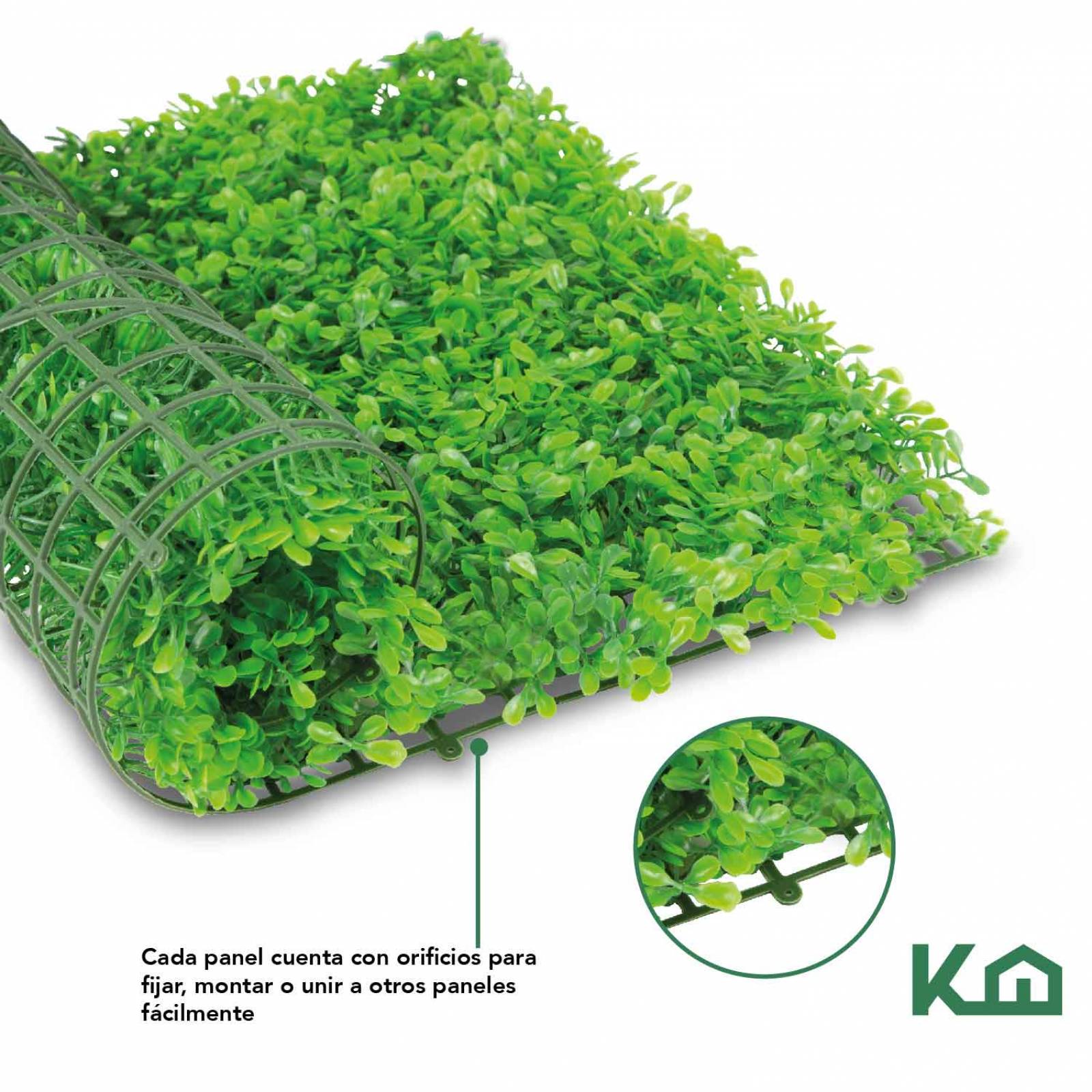 Follaje Artificial Sintetico Muro Verde 60x40cm 5 Pzas Pared 