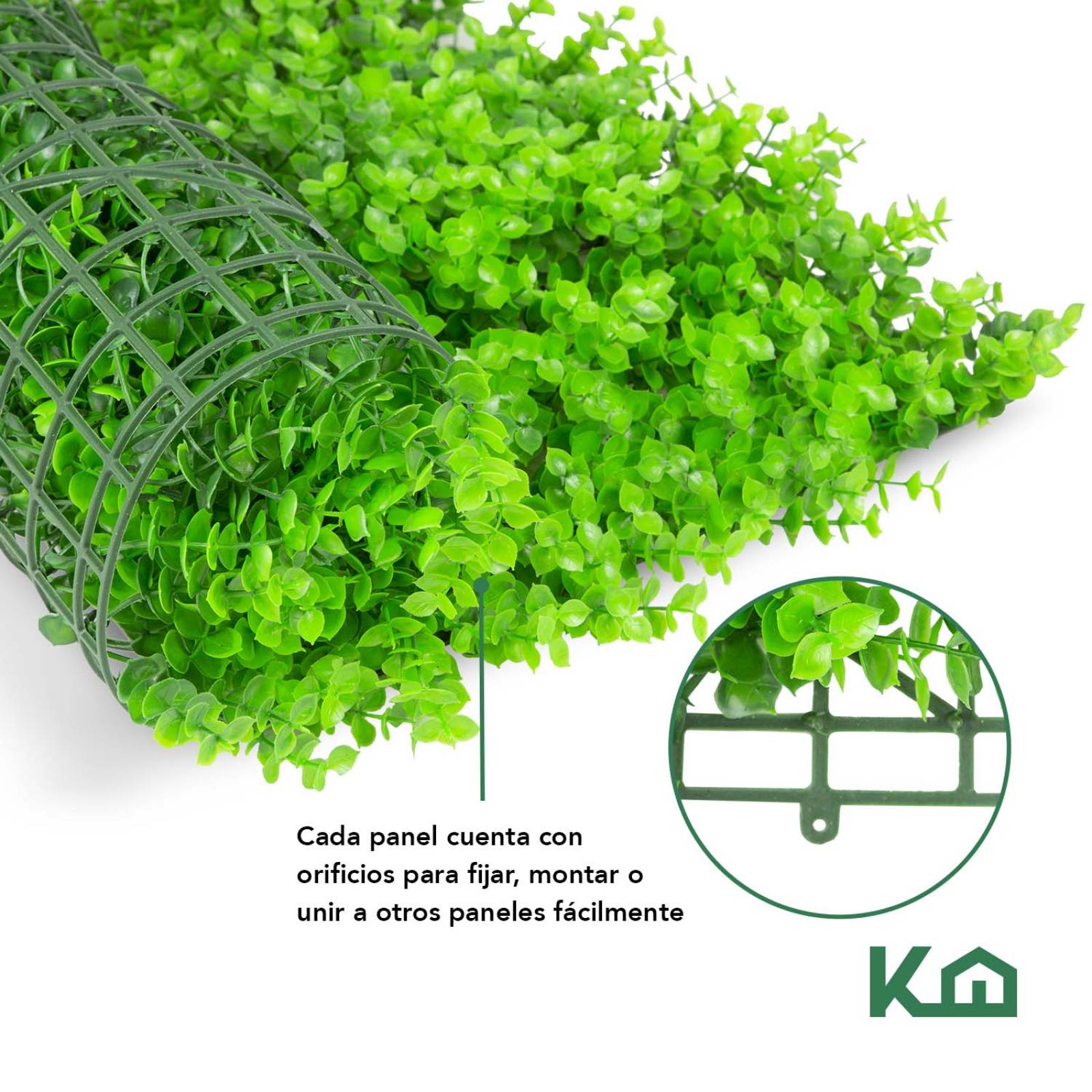 Follaje Artificial Sintetico Muro Verde 60x40cm 5 Pzs Bardas