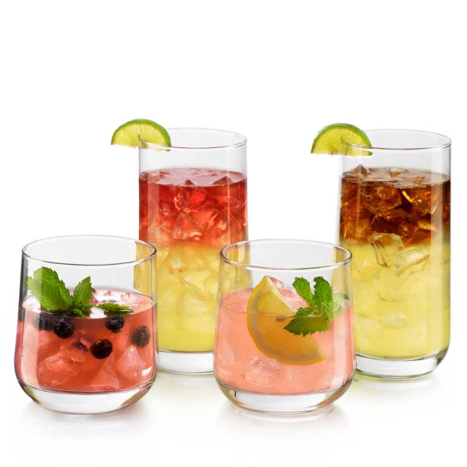 Vasos Altos Cortos Vidrio Para Beber Agua Juego 8 Pzs Cocina 
