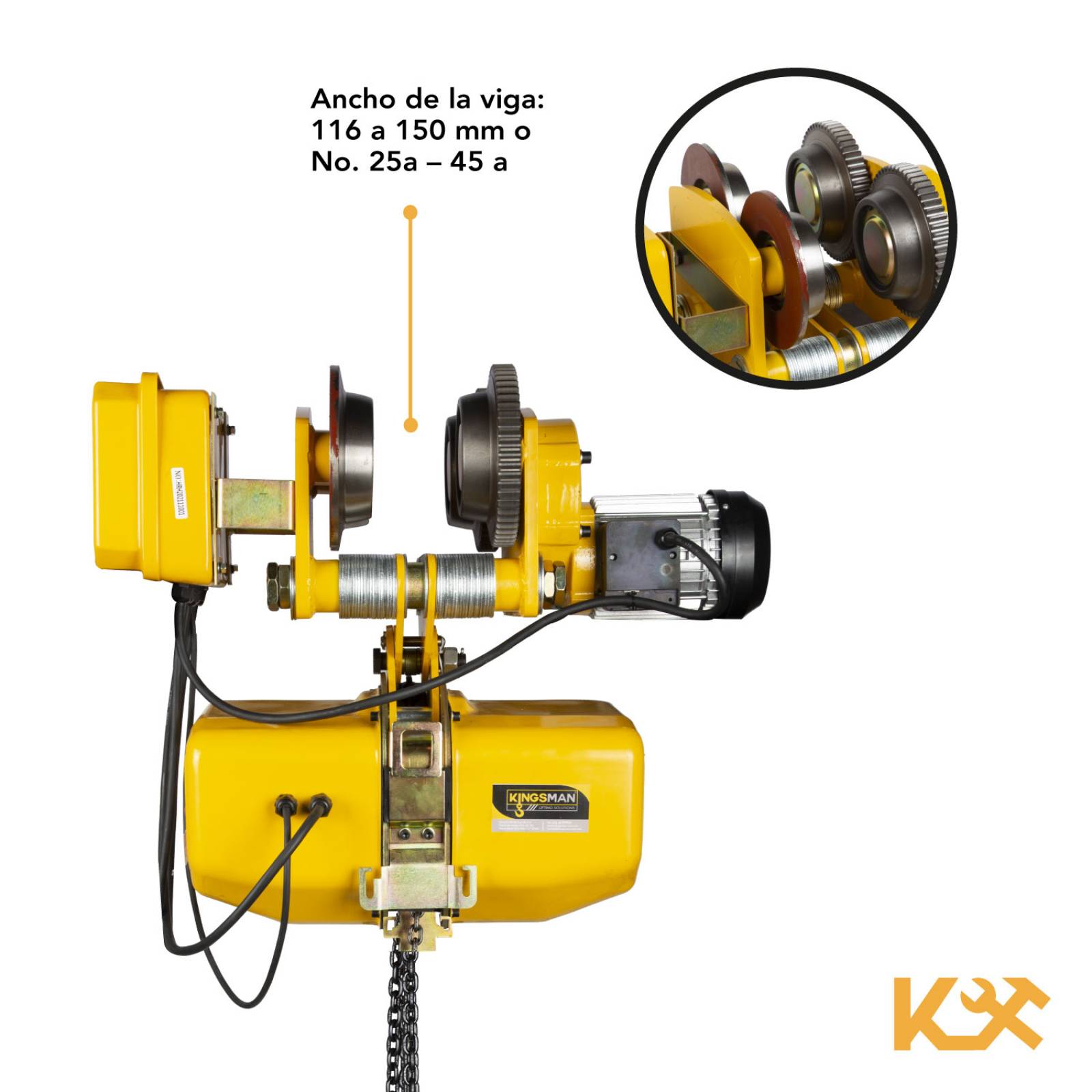 Trole Electrico Con Polipasto Electrico de Cadena de 3000 Kg 220V Cadena 6 m HHDD-K3 KINGSMAN 