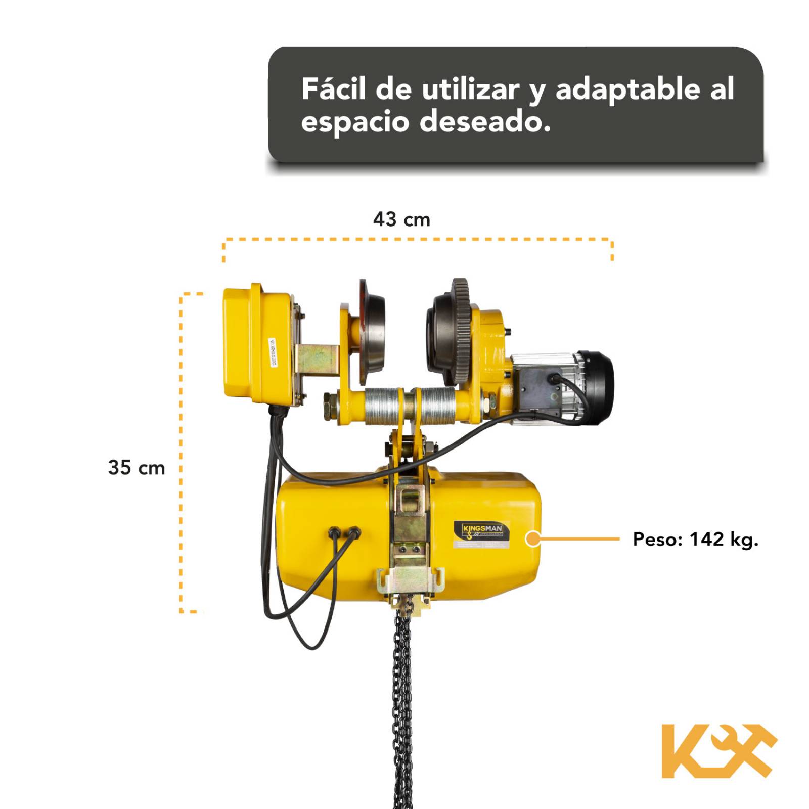 Trole Electrico Con Polipasto Electrico de Cadena de 3000 Kg 220V Cadena 6 m HHDD-K3 KINGSMAN 