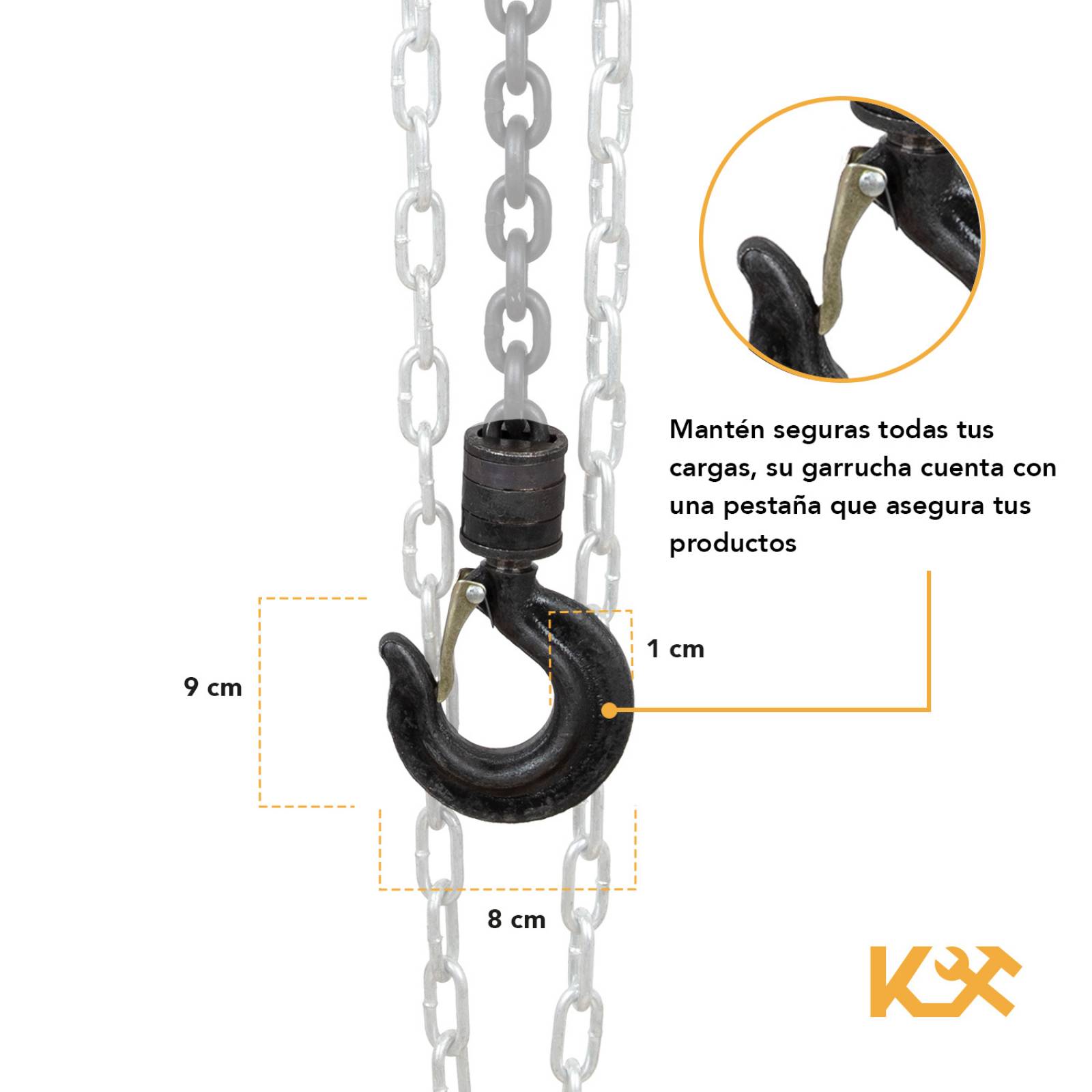 Polipasto Kingsman Con Cadena 3m Grosor 6mm Hasta 1 Tonelada 