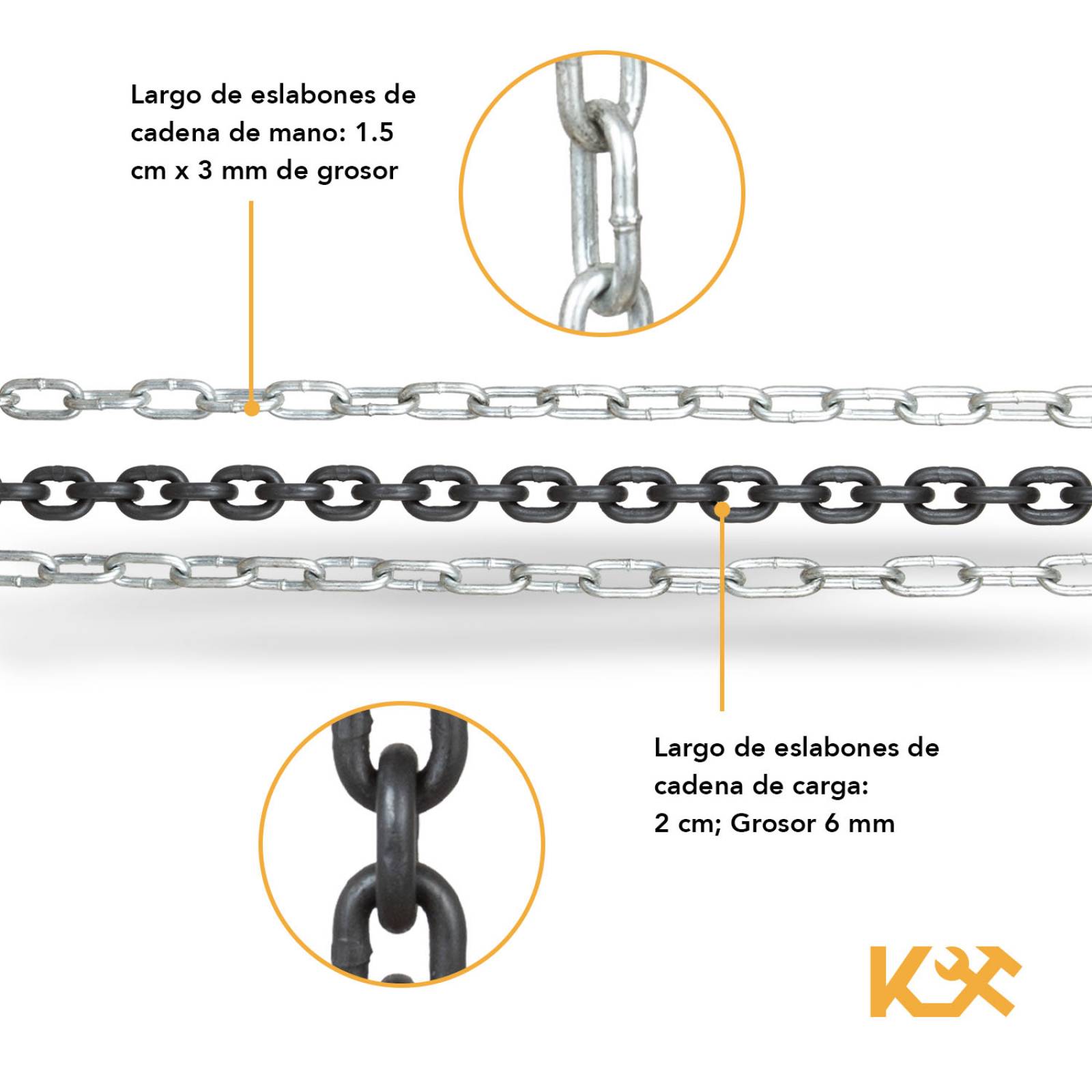 Polipasto Garrucha Manual 1 Tonelada Cadena 6mm 5 Metros 