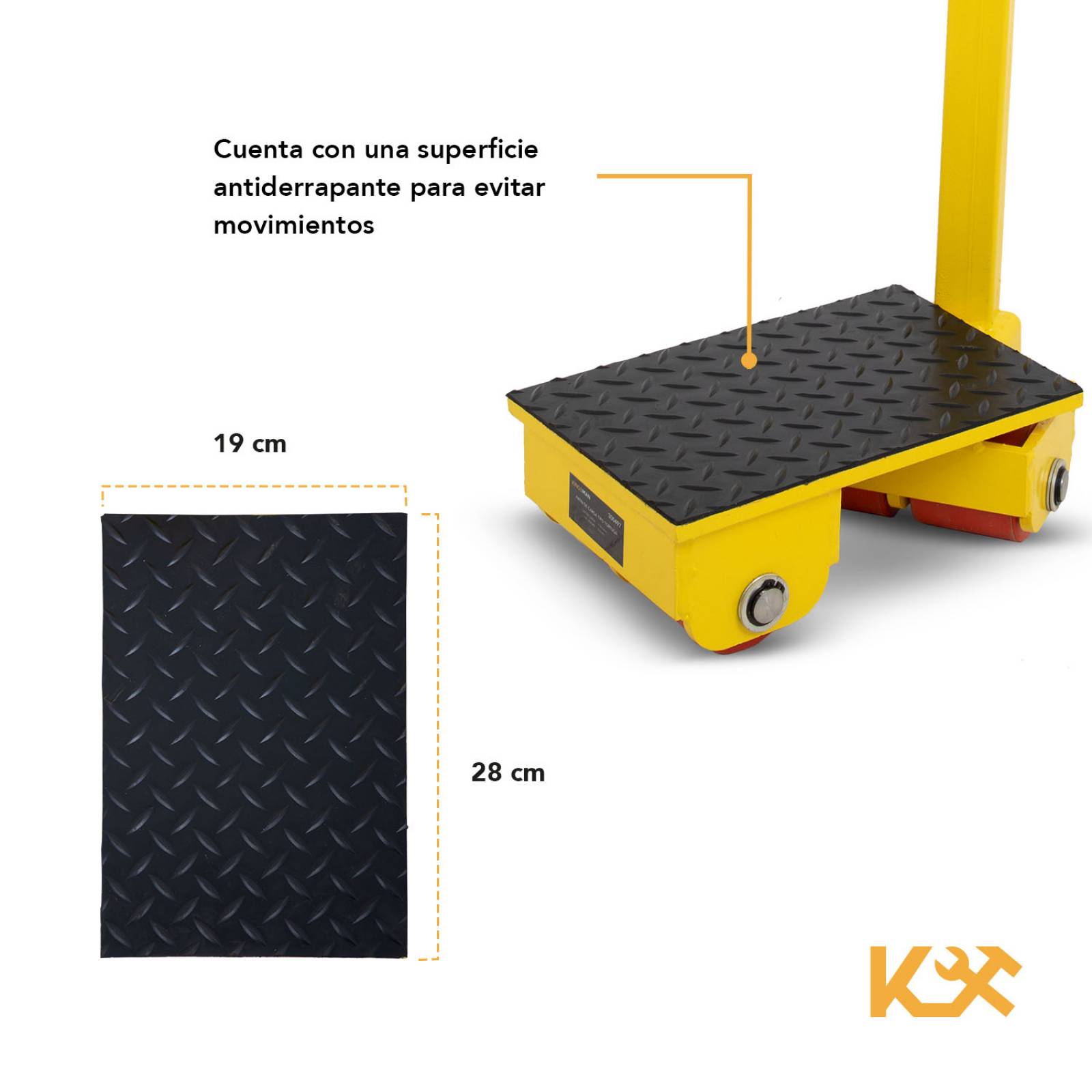Patin de Carga Tortuga Con Jaladera Rotativo 6 Toneladas con 4 Ruedas CRD-6 Kingsman 