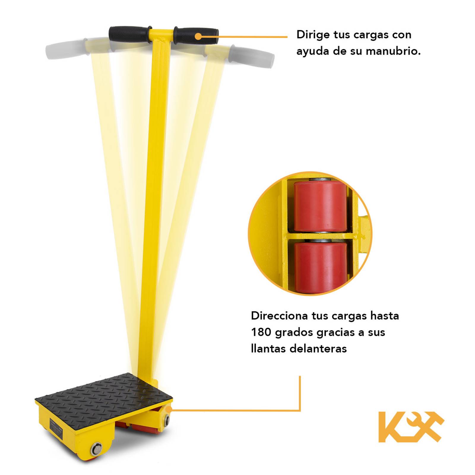 Patin de Carga Tortuga Con Jaladera Rotativo 6 Toneladas con 4 Ruedas CRD-6 Kingsman 
