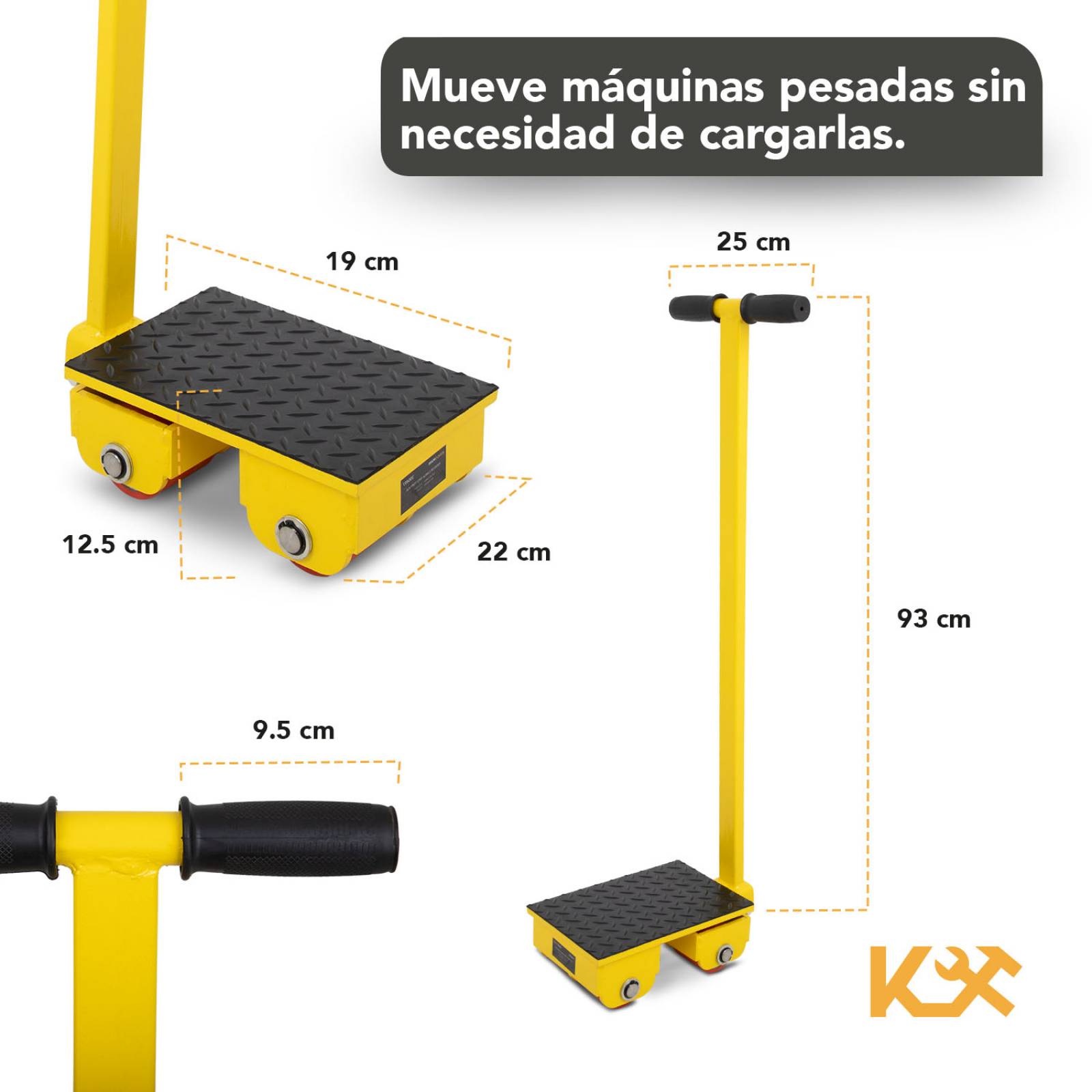 Patin de Carga Tortuga Con Jaladera Rotativo 6 Toneladas con 4 Ruedas CRD-6 Kingsman 